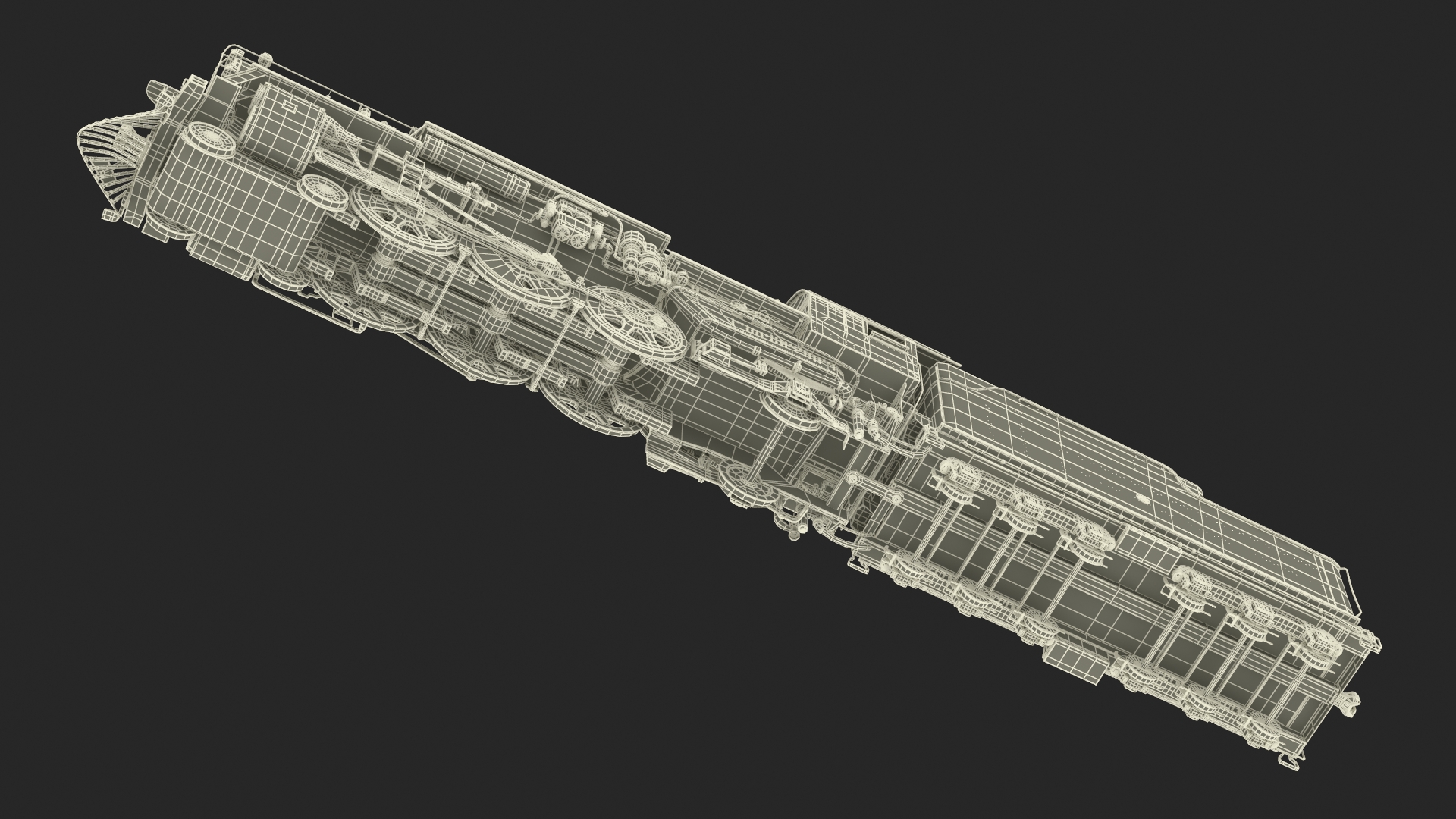 3D model Vintage Steam Locomotive ATSF 3415 Rigged for Maya