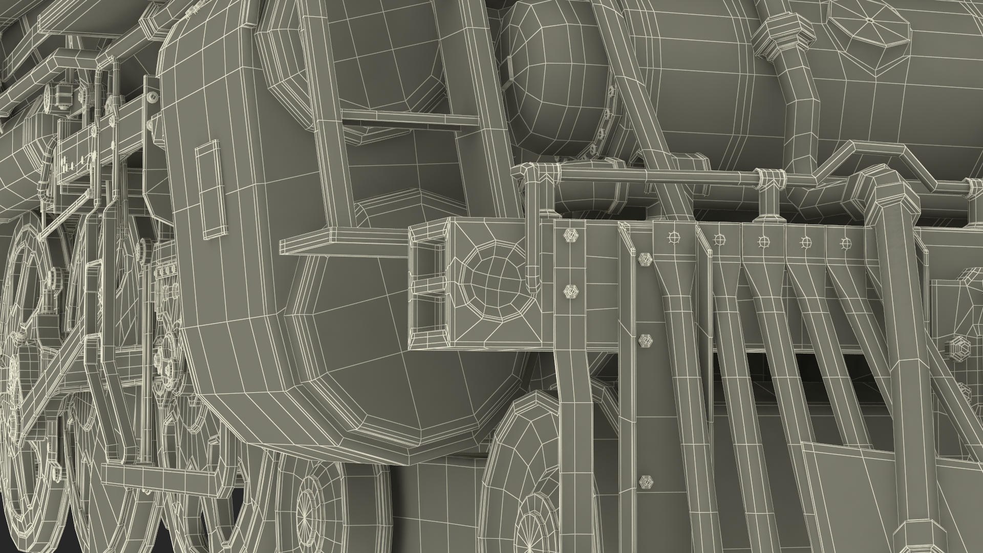 3D model Vintage Steam Locomotive ATSF 3415 Rigged for Maya