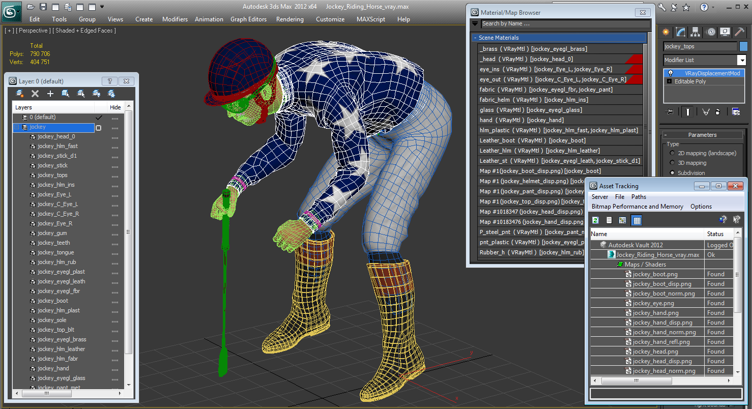 Jockey Riding Horse 3D model
