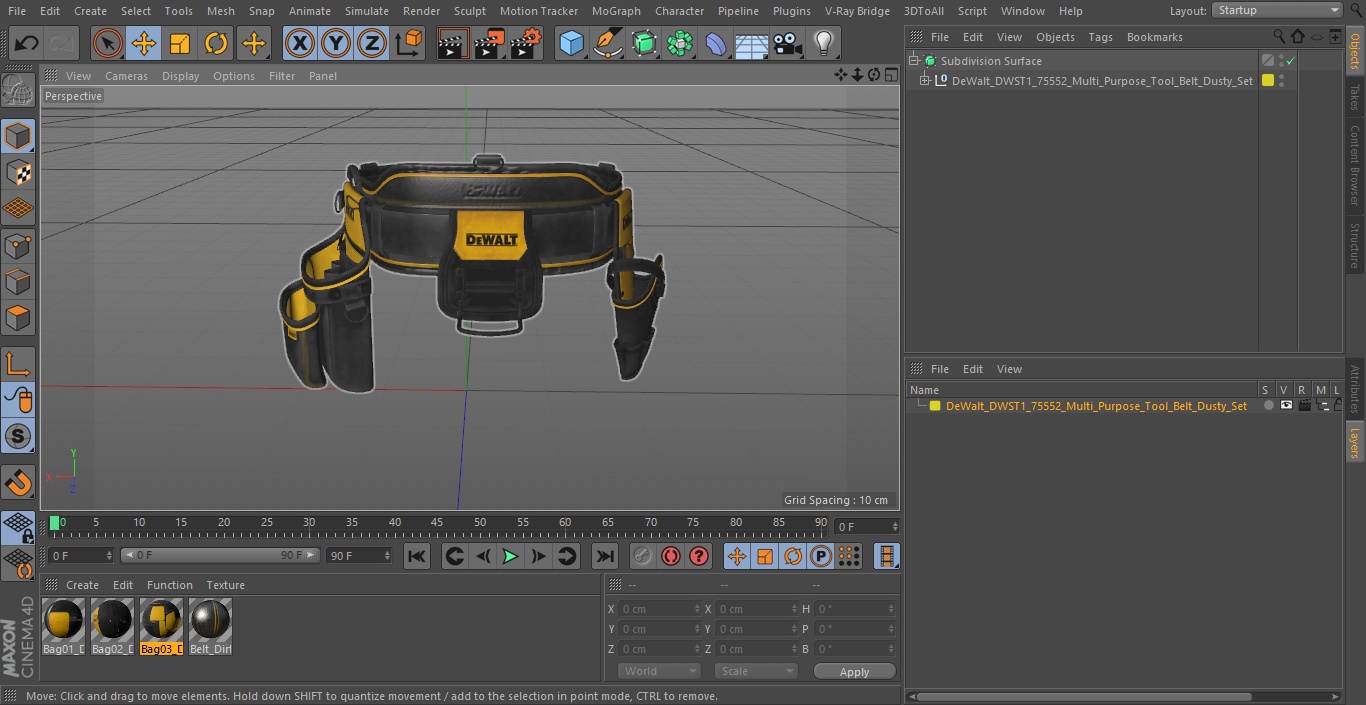 DeWalt DWST1 75552 Multi Purpose Tool Belt Dusty Set 3D