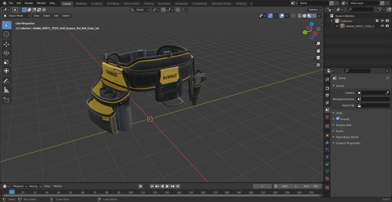 DeWalt DWST1 75552 Multi Purpose Tool Belt Dusty Set 3D