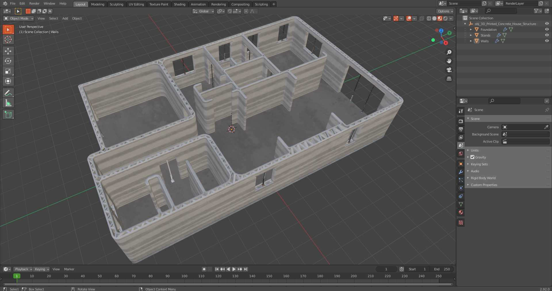 3D model 3D Printed Concrete House Structure