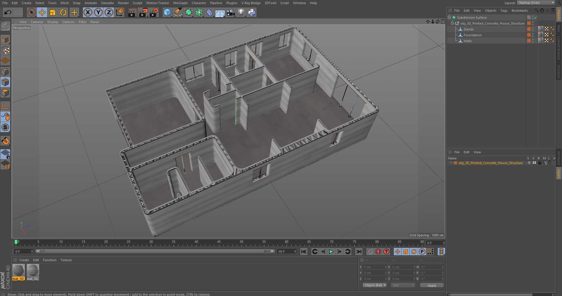 3D model 3D Printed Concrete House Structure