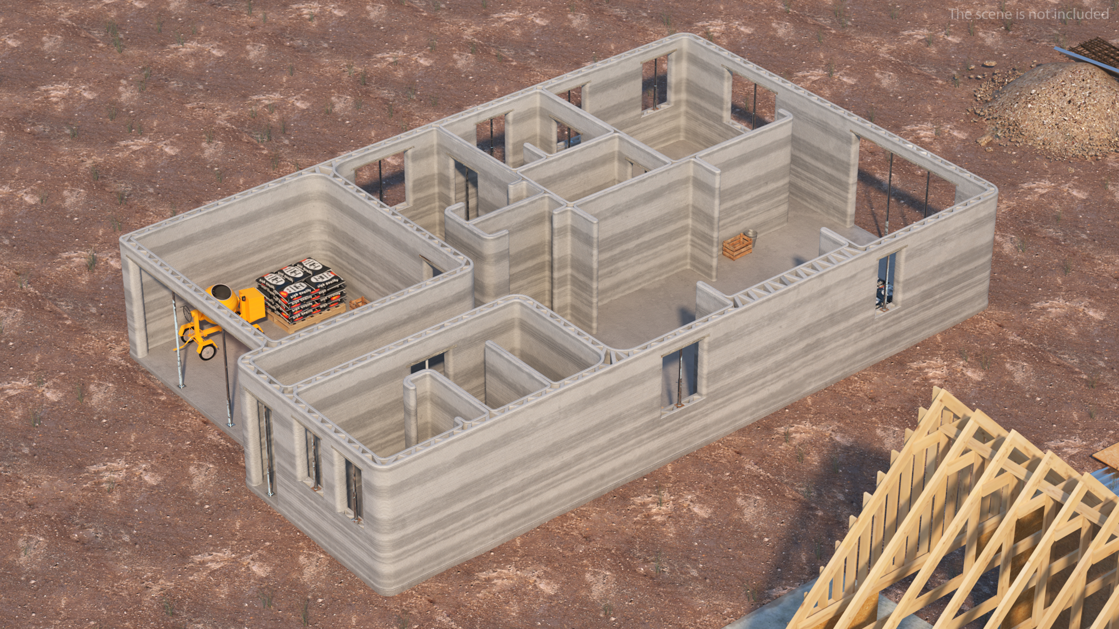 3D model 3D Printed Concrete House Structure