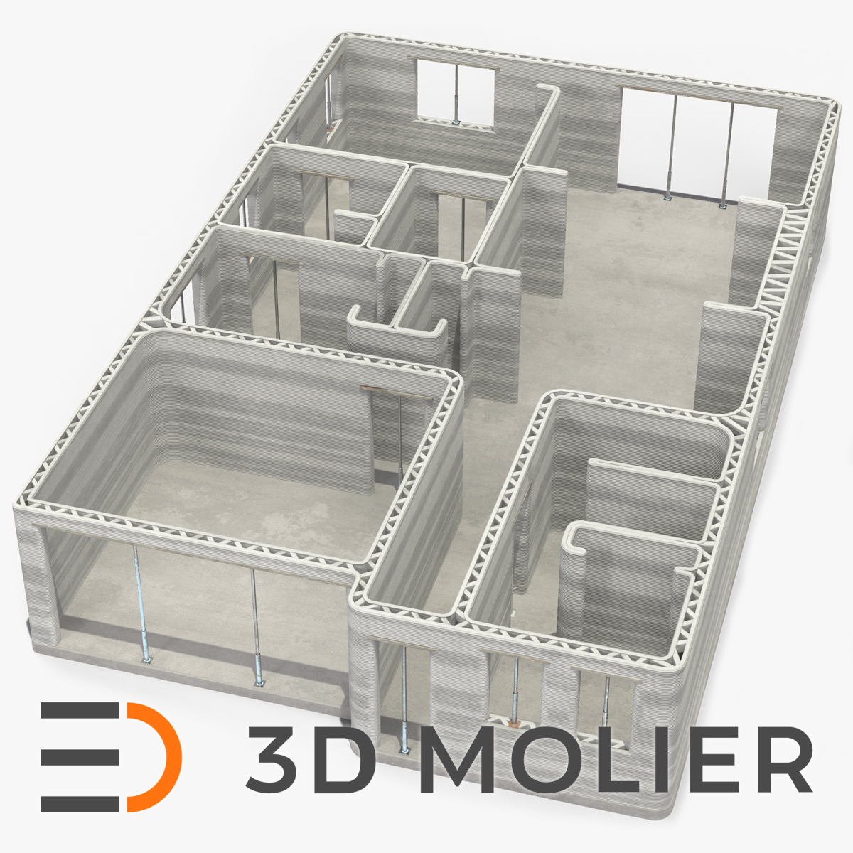 3D model 3D Printed Concrete House Structure