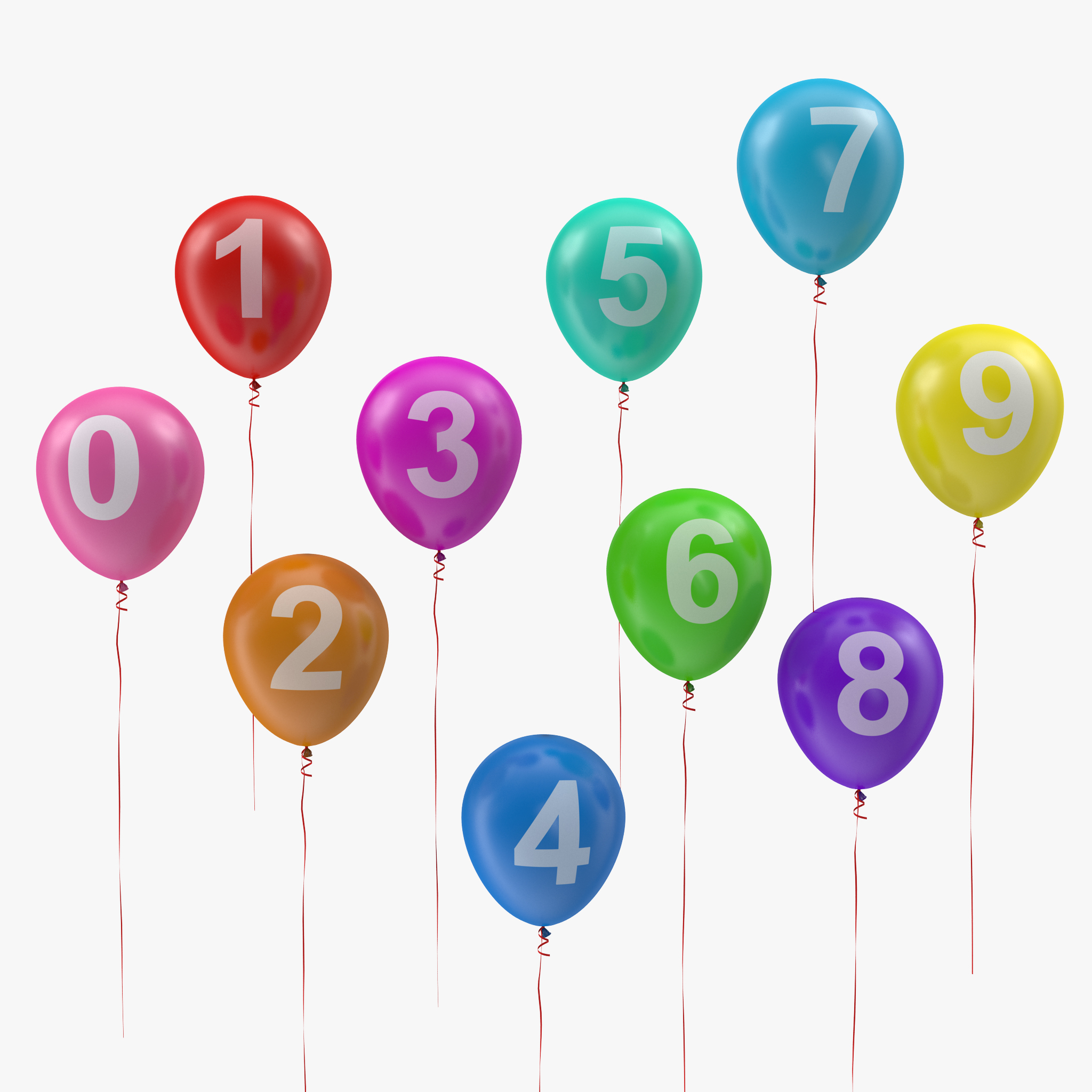Air Balloons Set with Numbers and Ribbons, view 11
