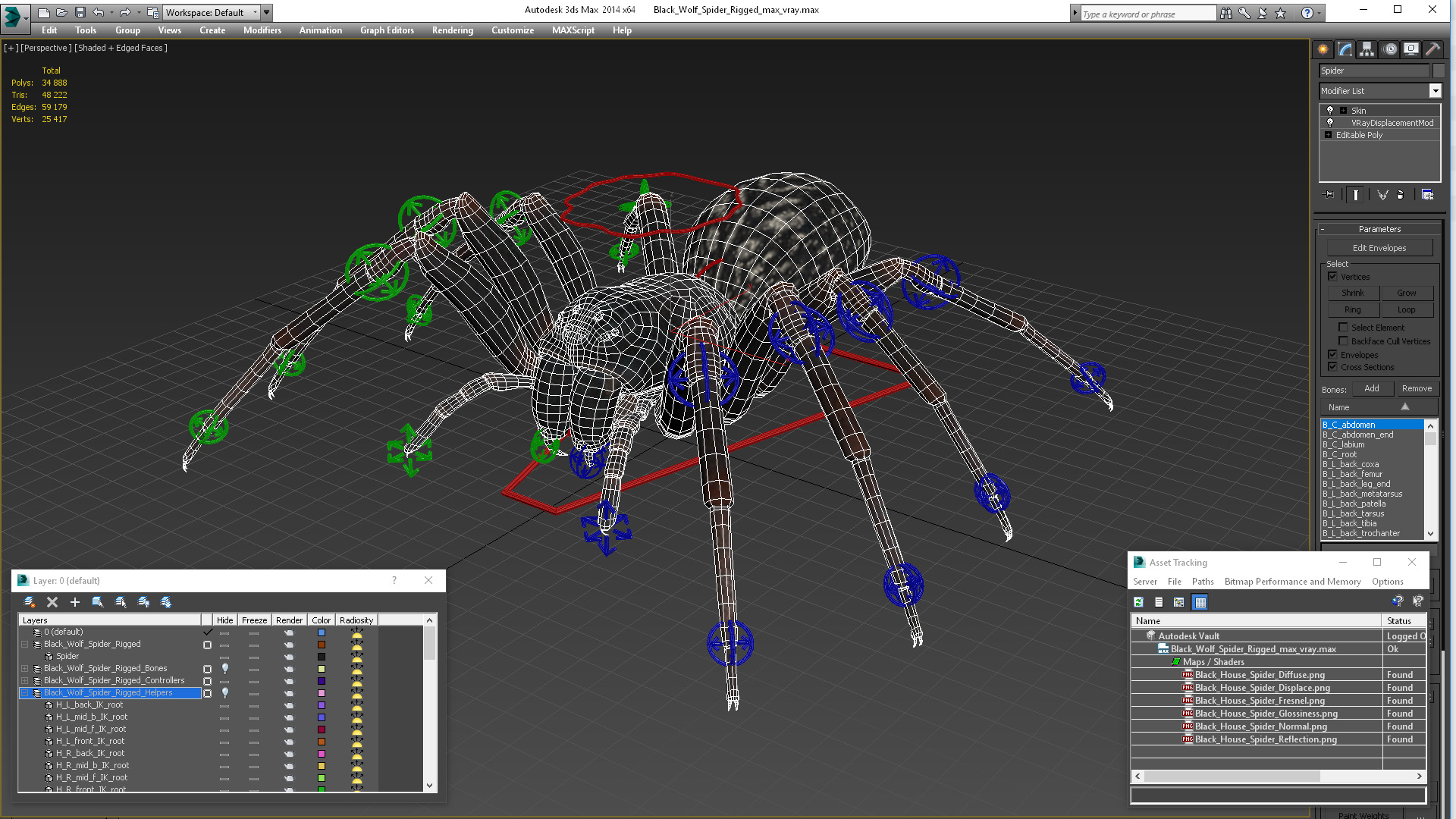 3D Black Wolf Spider Rigged for Cinema 4D model