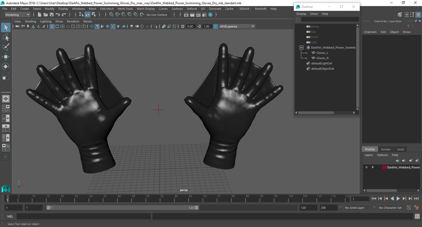 3D model Darkfin Webbed Power Swimming Gloves Dry