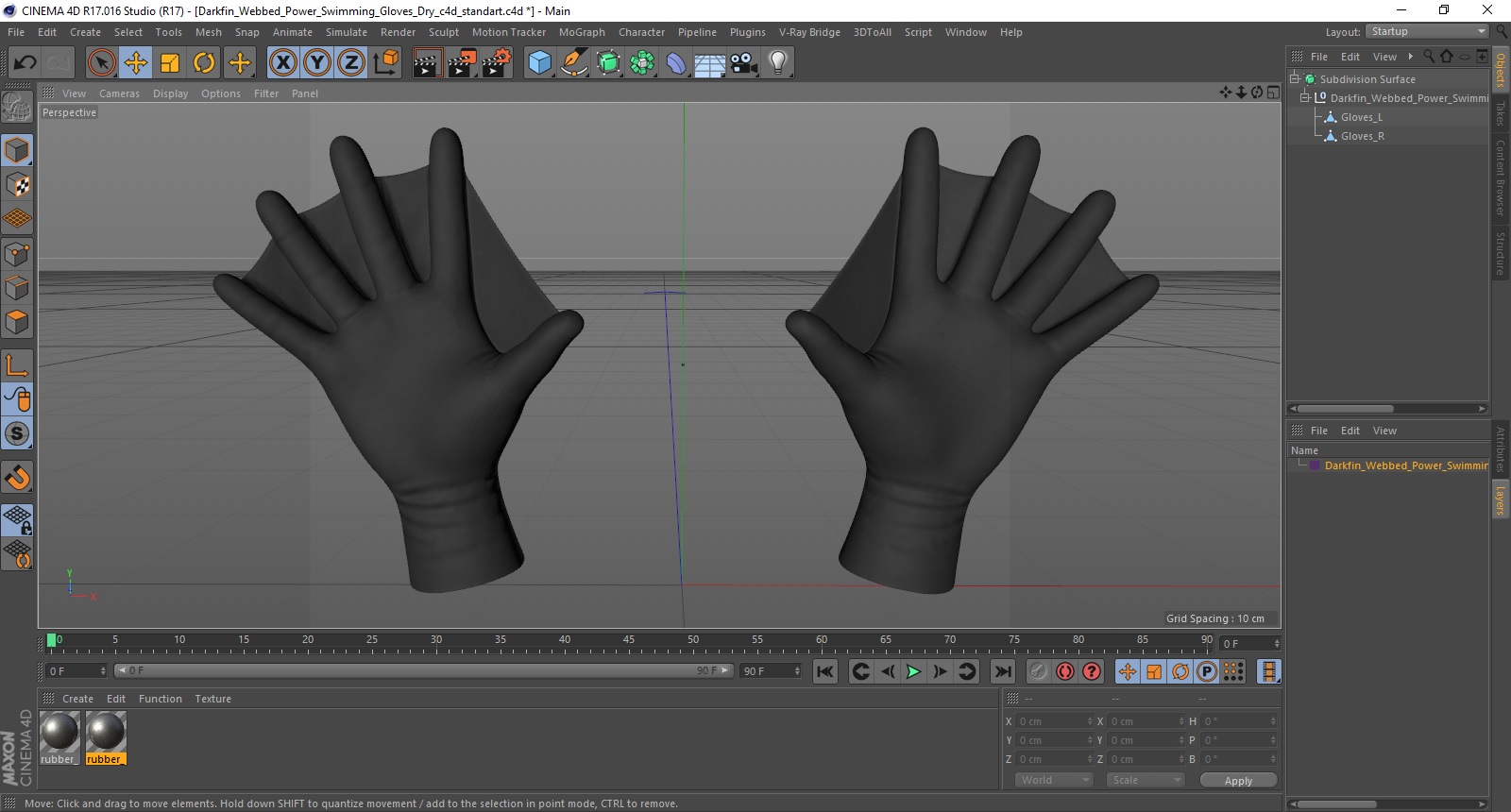 3D model Darkfin Webbed Power Swimming Gloves Dry