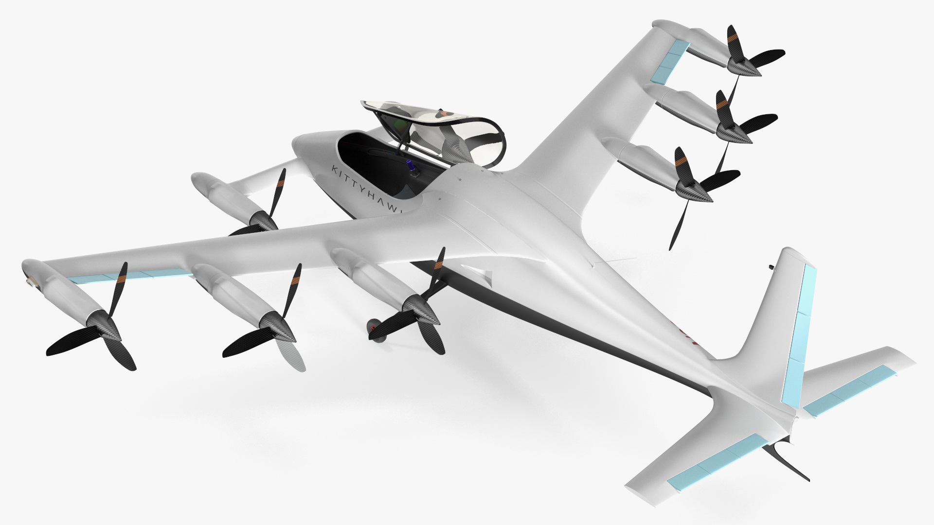 Flying Taxi Kittyhawk White Rigged 3D model