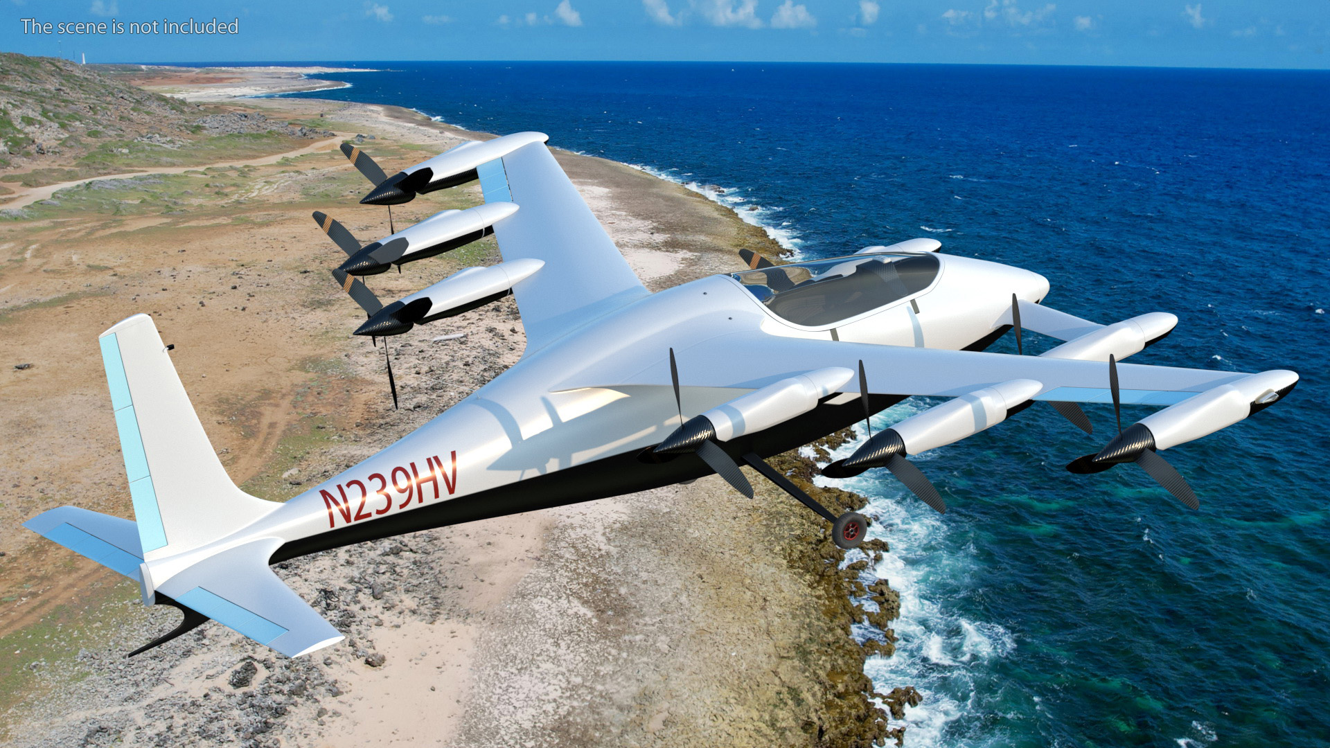 Flying Taxi Kittyhawk White Rigged 3D model