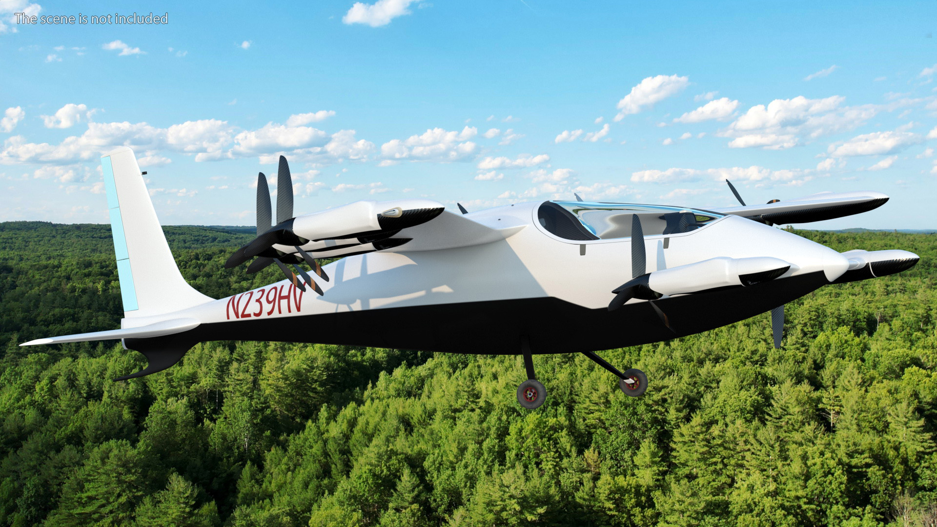 Flying Taxi Kittyhawk White Rigged 3D model