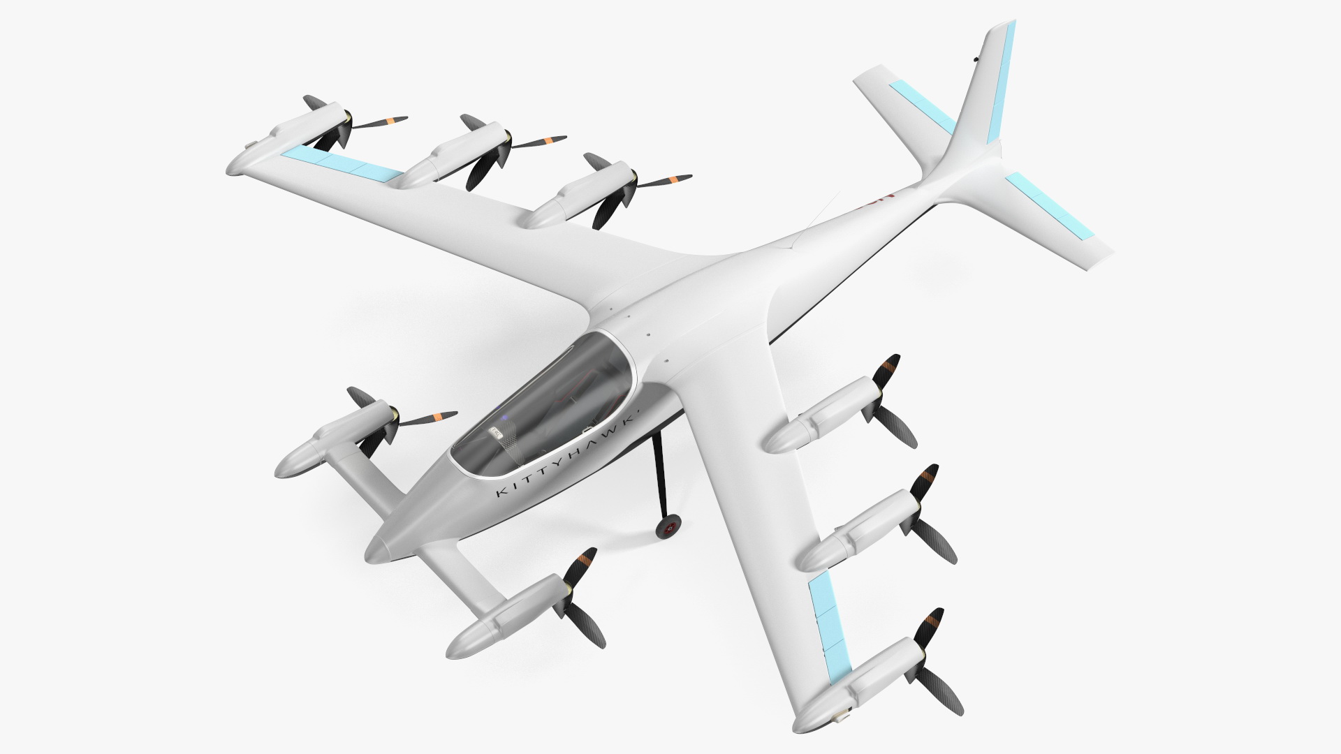 Flying Taxi Kittyhawk White Rigged 3D model