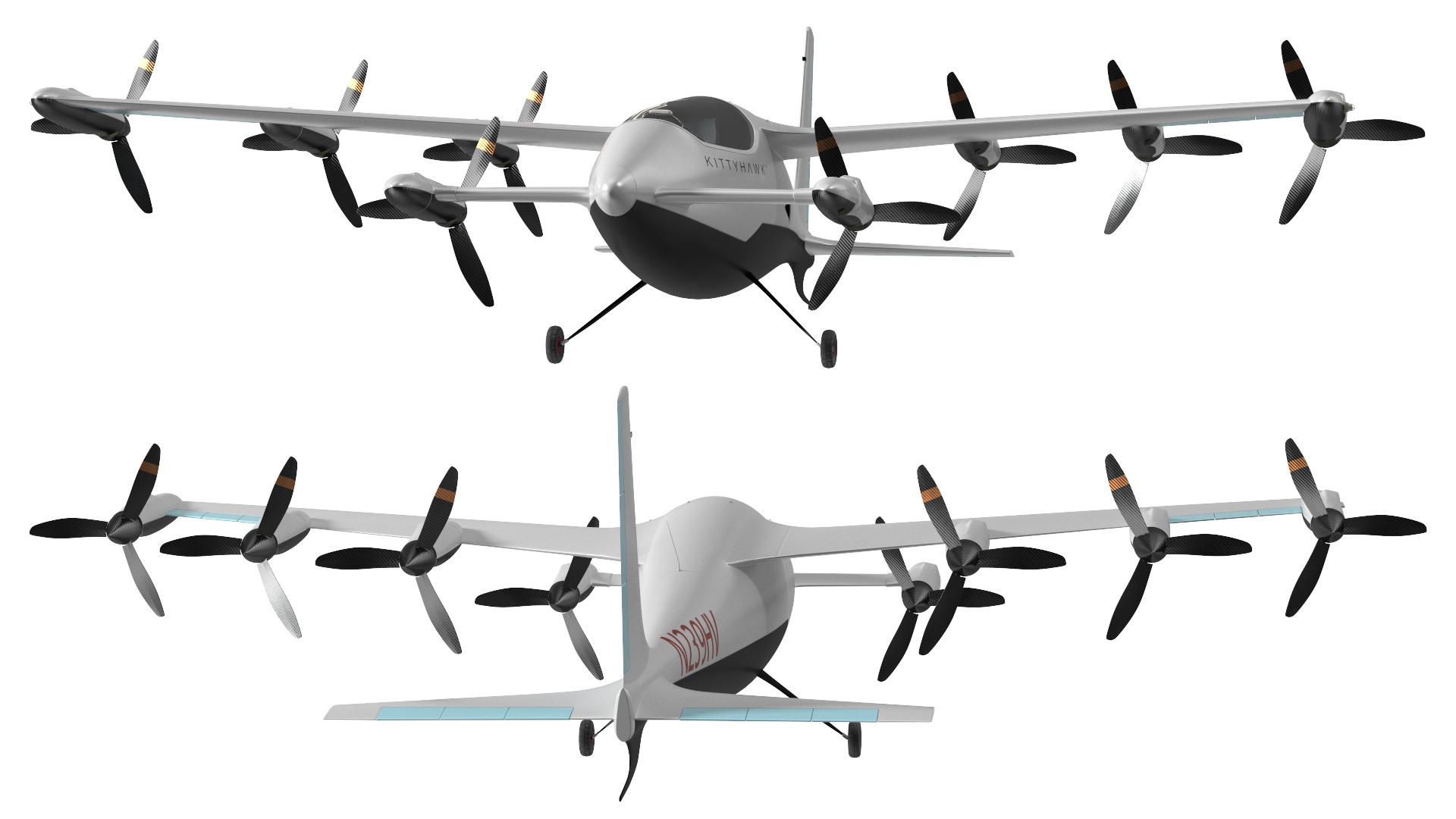 Flying Taxi Kittyhawk White Rigged 3D model