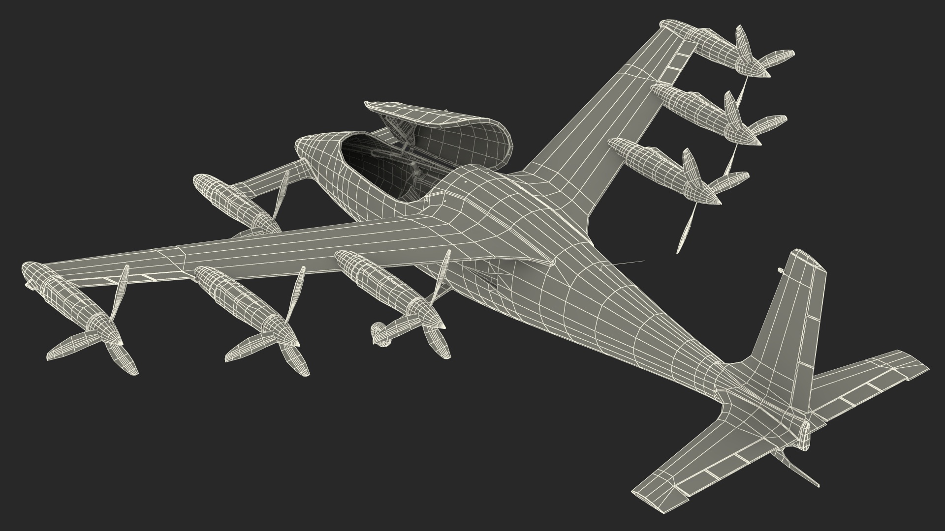 Flying Taxi Kittyhawk White Rigged 3D model