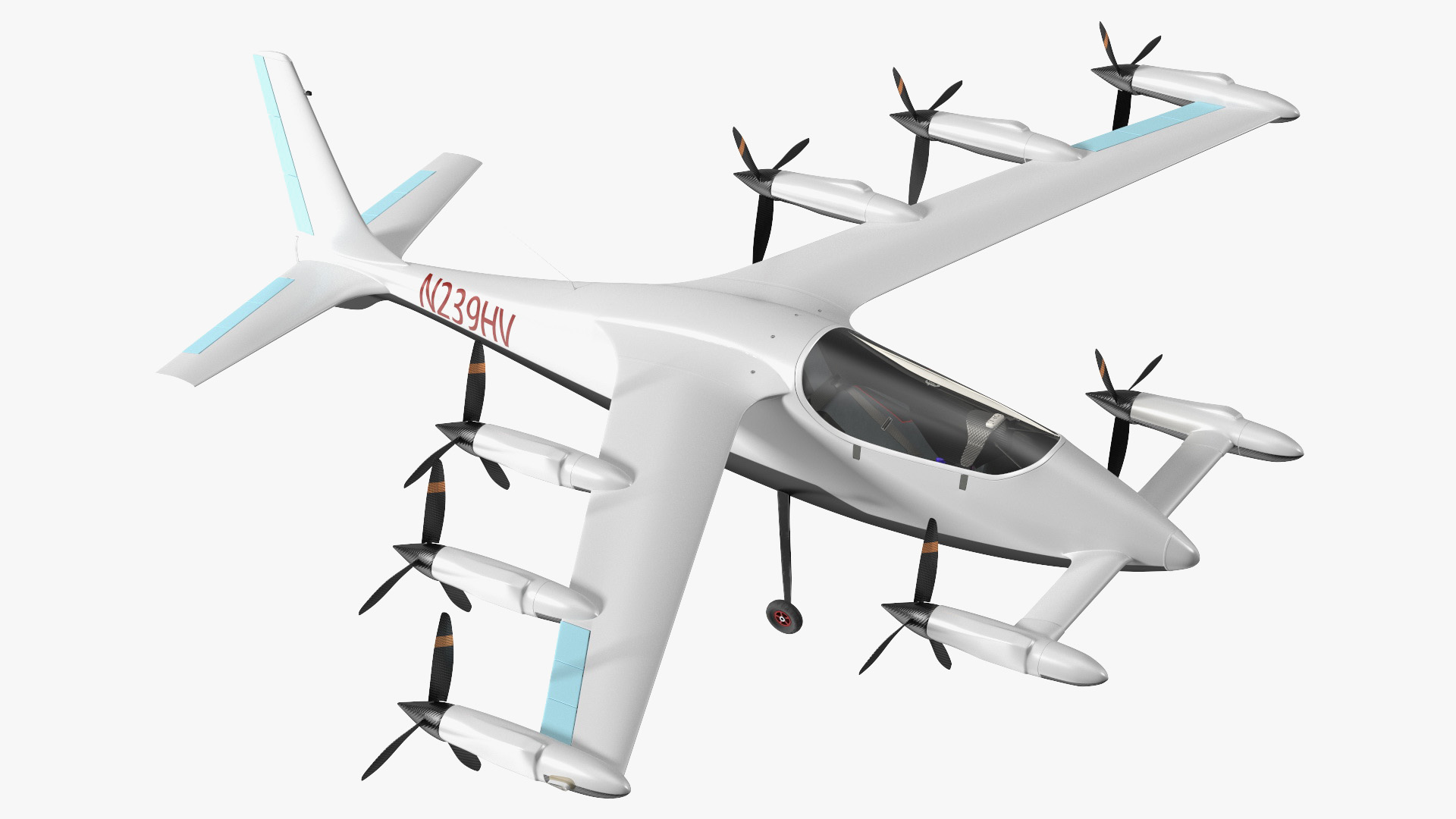 Flying Taxi Kittyhawk White Rigged 3D model