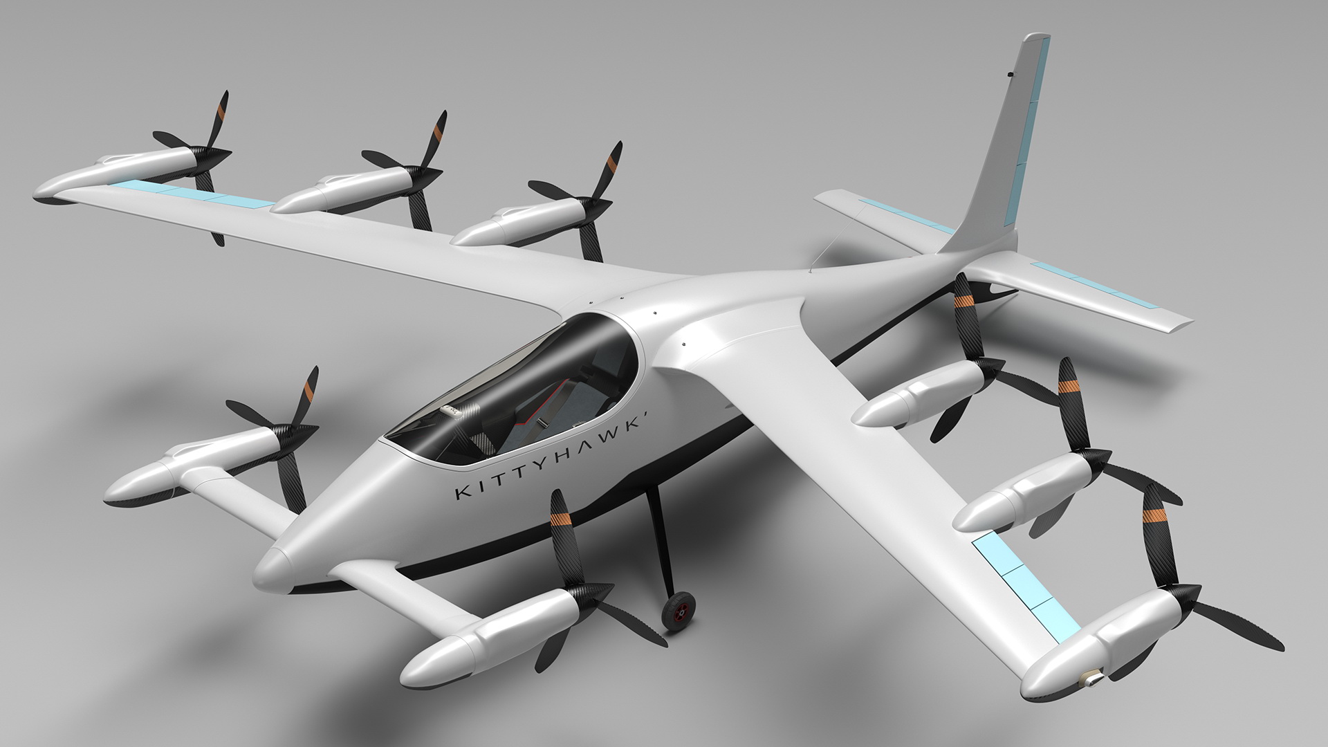 Flying Taxi Kittyhawk White Rigged 3D model