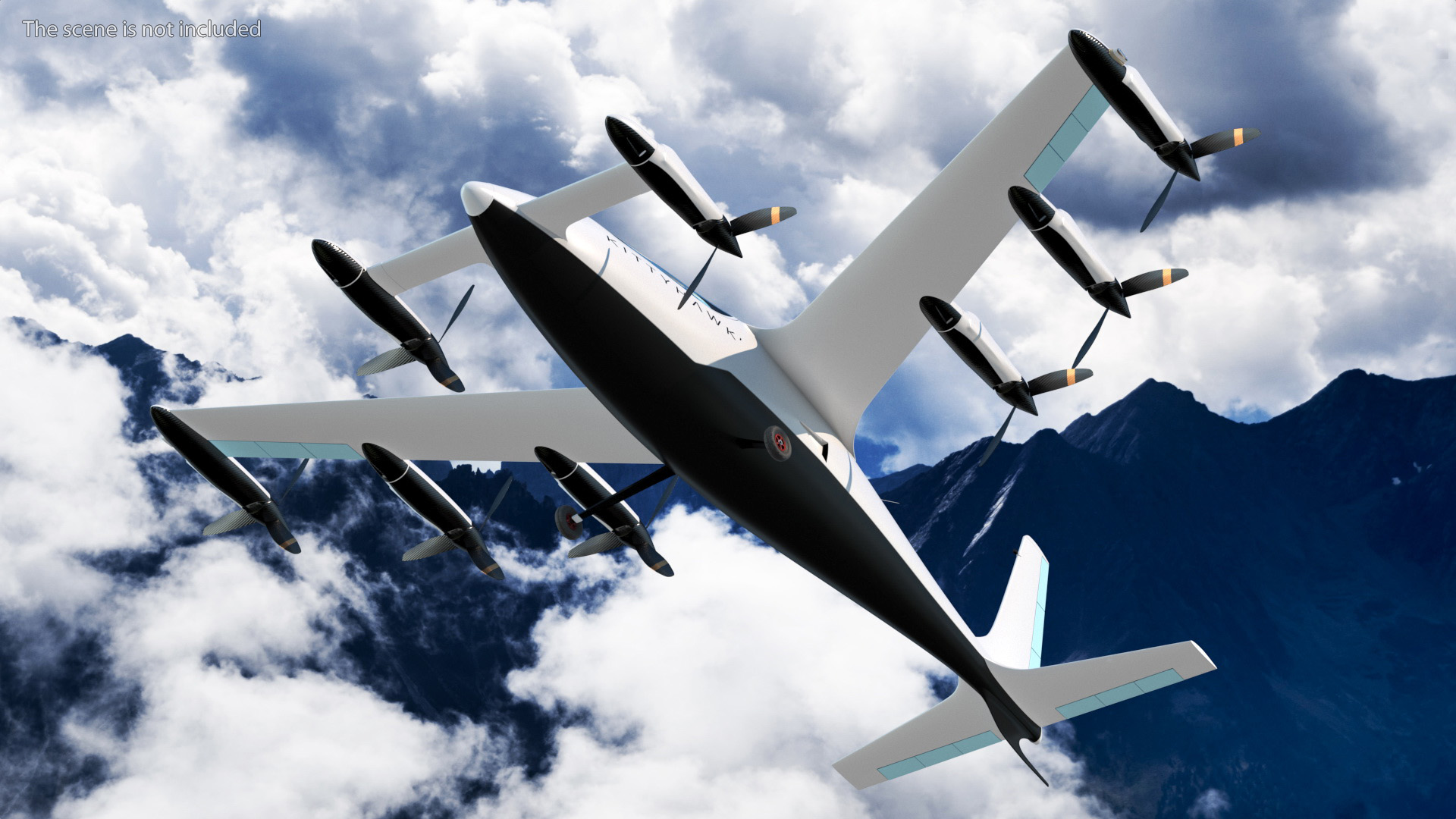 Flying Taxi Kittyhawk White Rigged 3D model
