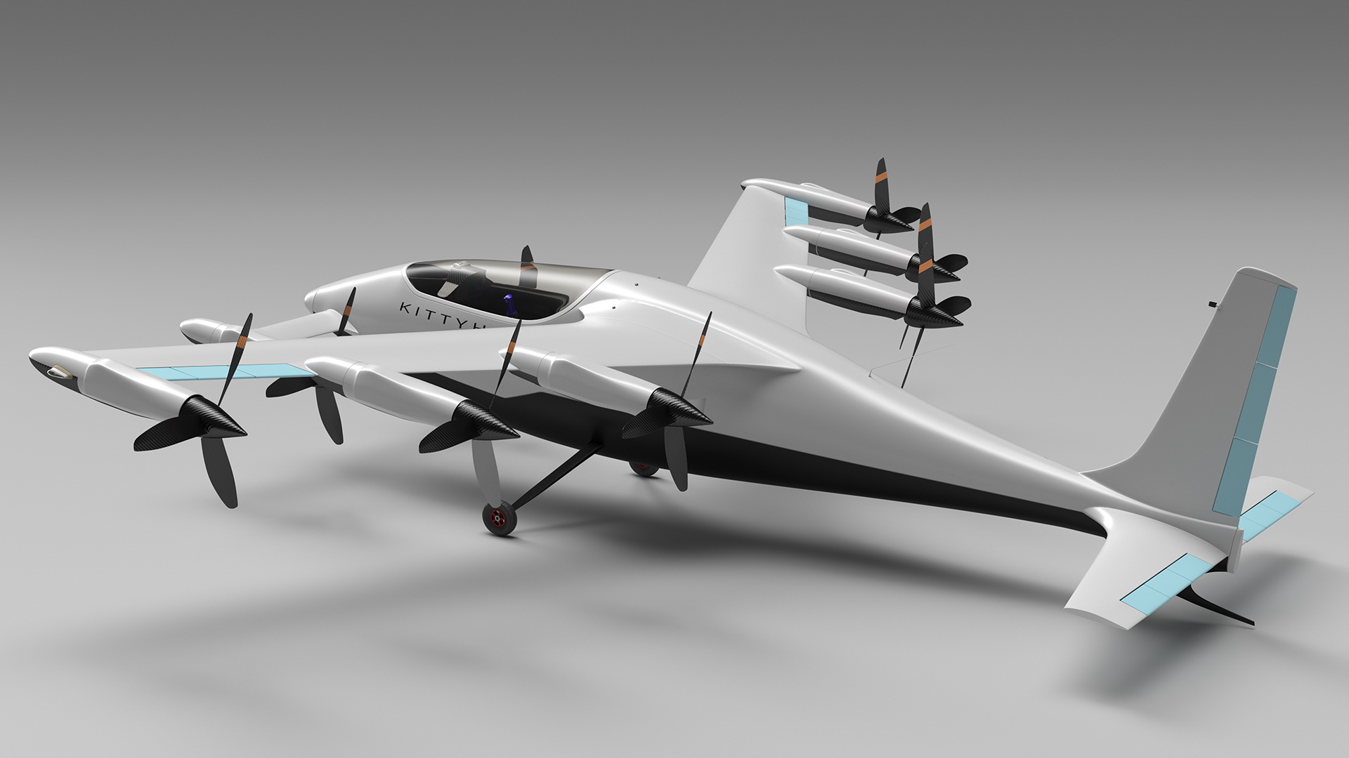 Flying Taxi Kittyhawk White Rigged 3D model
