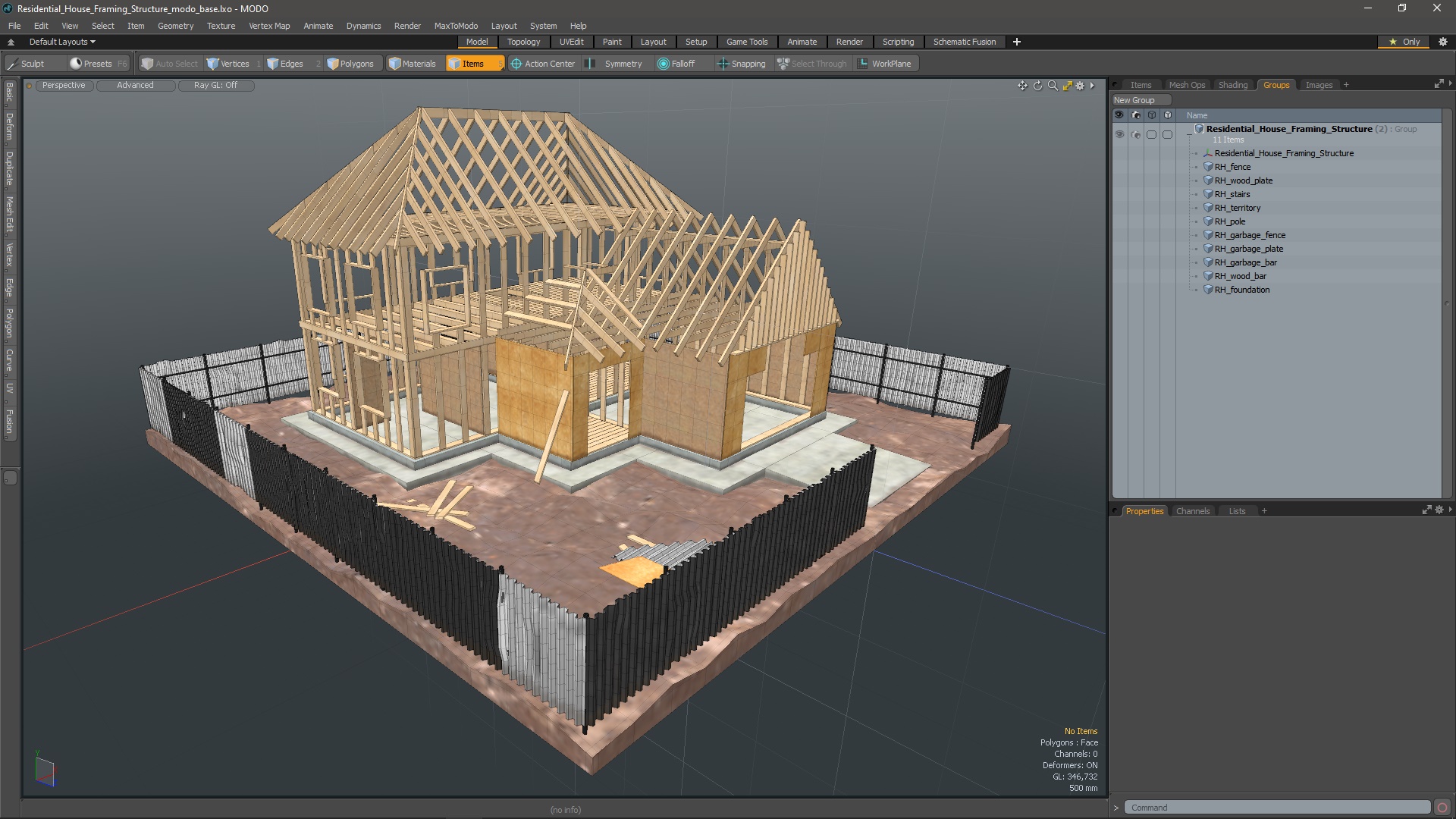 3D model Residential House Framing Structure