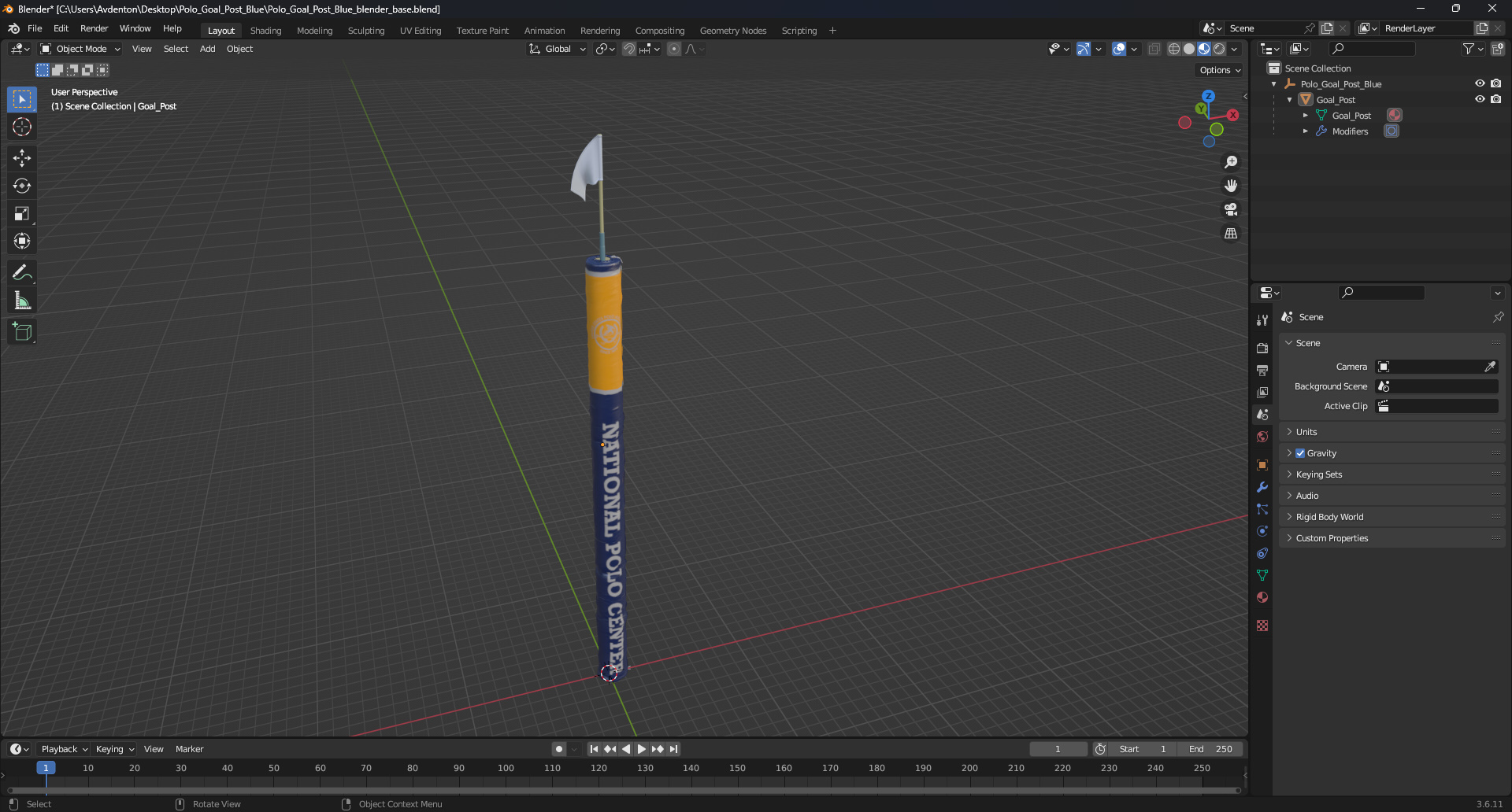 Polo Goal Post Blue 3D model