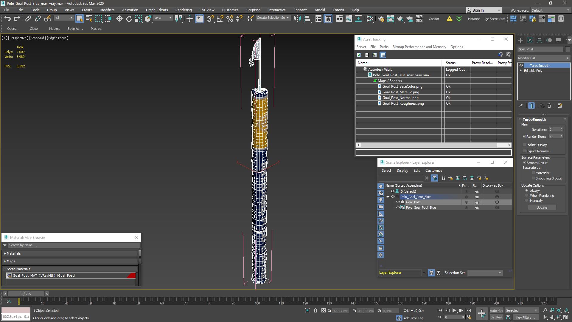 Polo Goal Post Blue 3D model