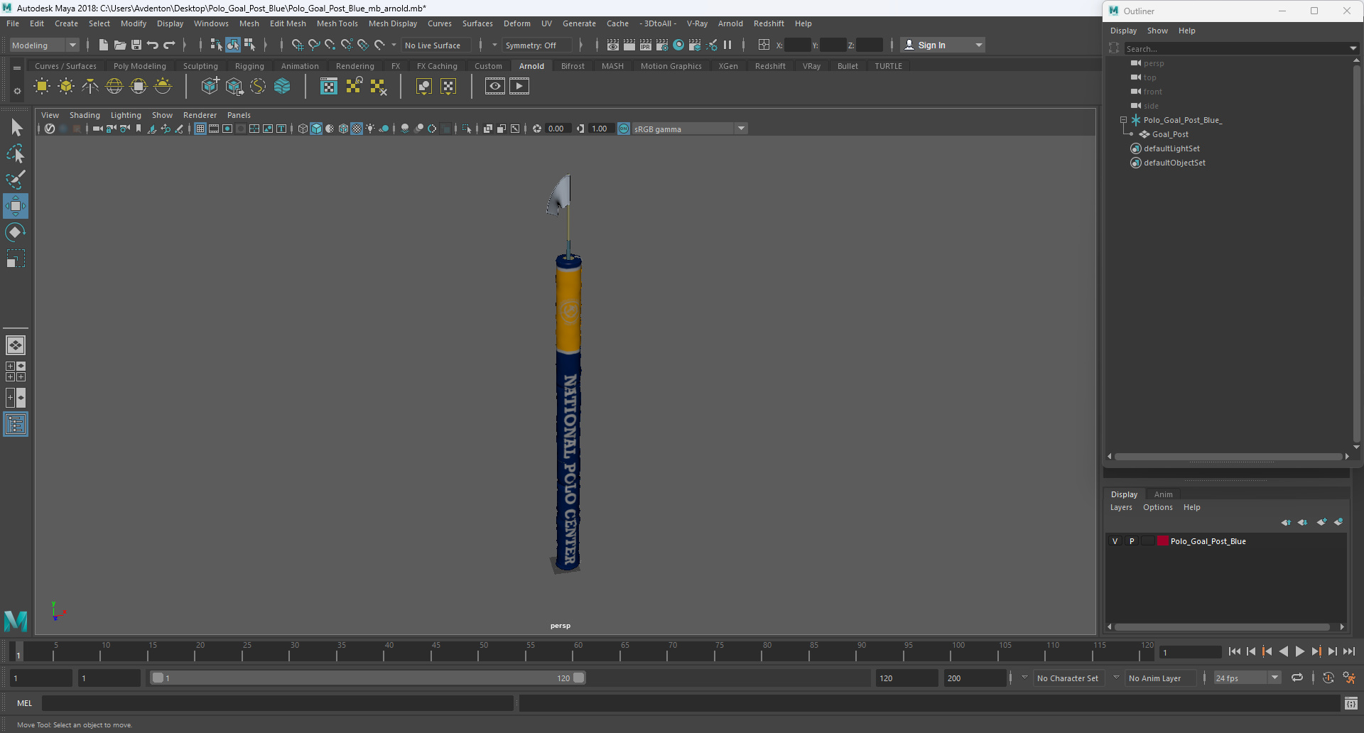 Polo Goal Post Blue 3D model