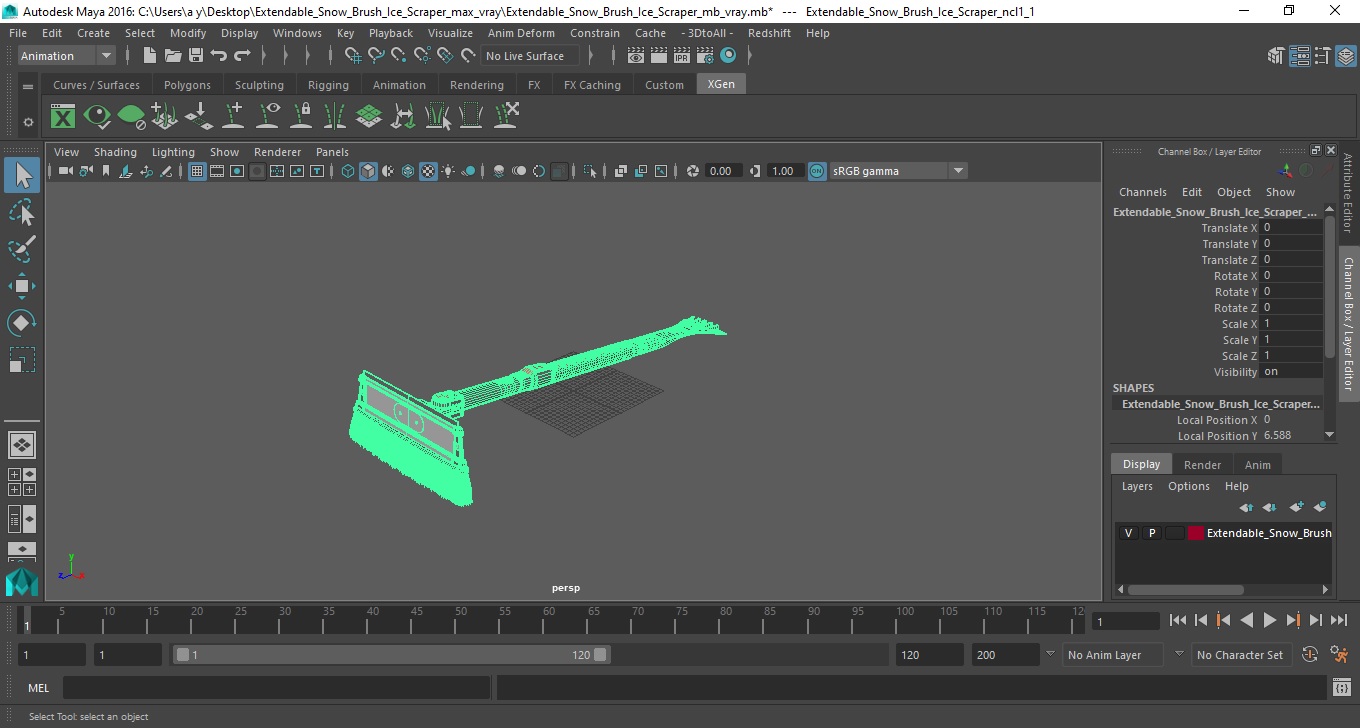 3D Extendable Snow Brush Ice Scraper model
