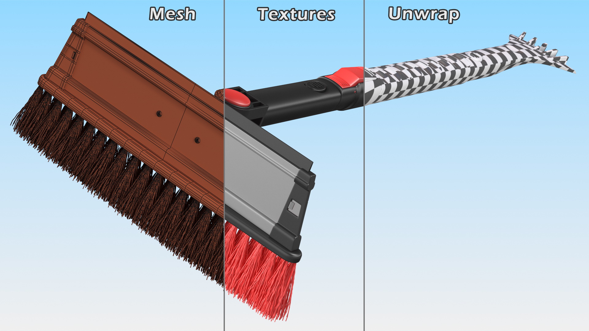 3D Extendable Snow Brush Ice Scraper model