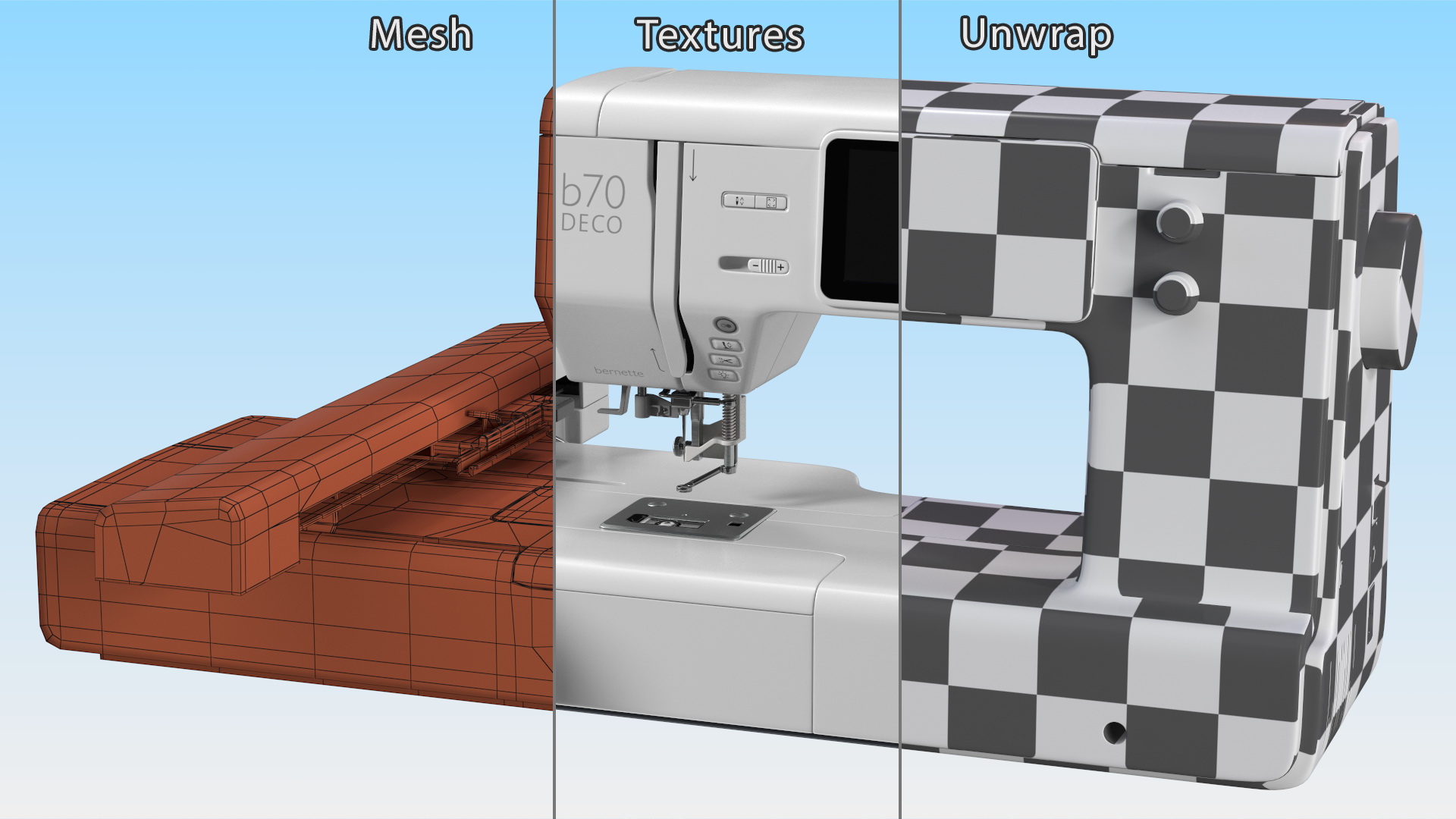Embroidery Machine Bernette b70 Deco Screen Off 3D