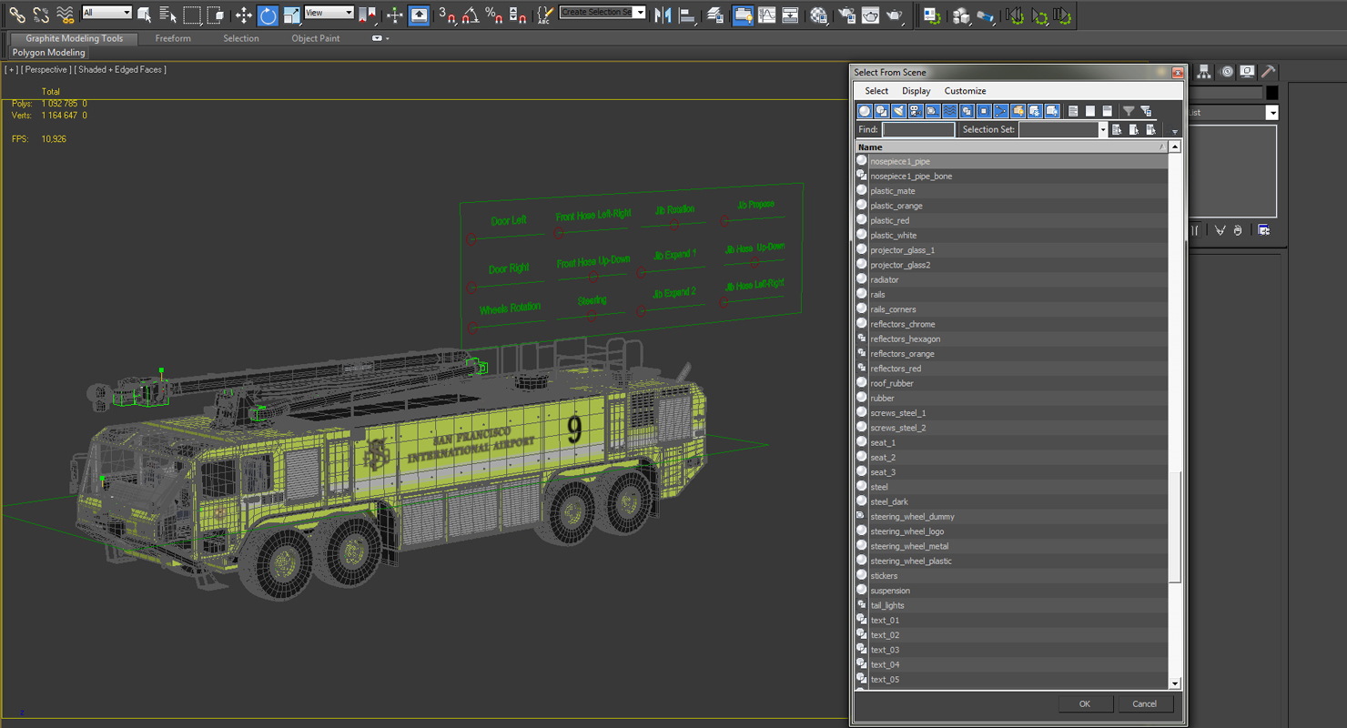 3D Anchorage Airport Engine Oshkosh 4500 San Francisco Airport Rigged