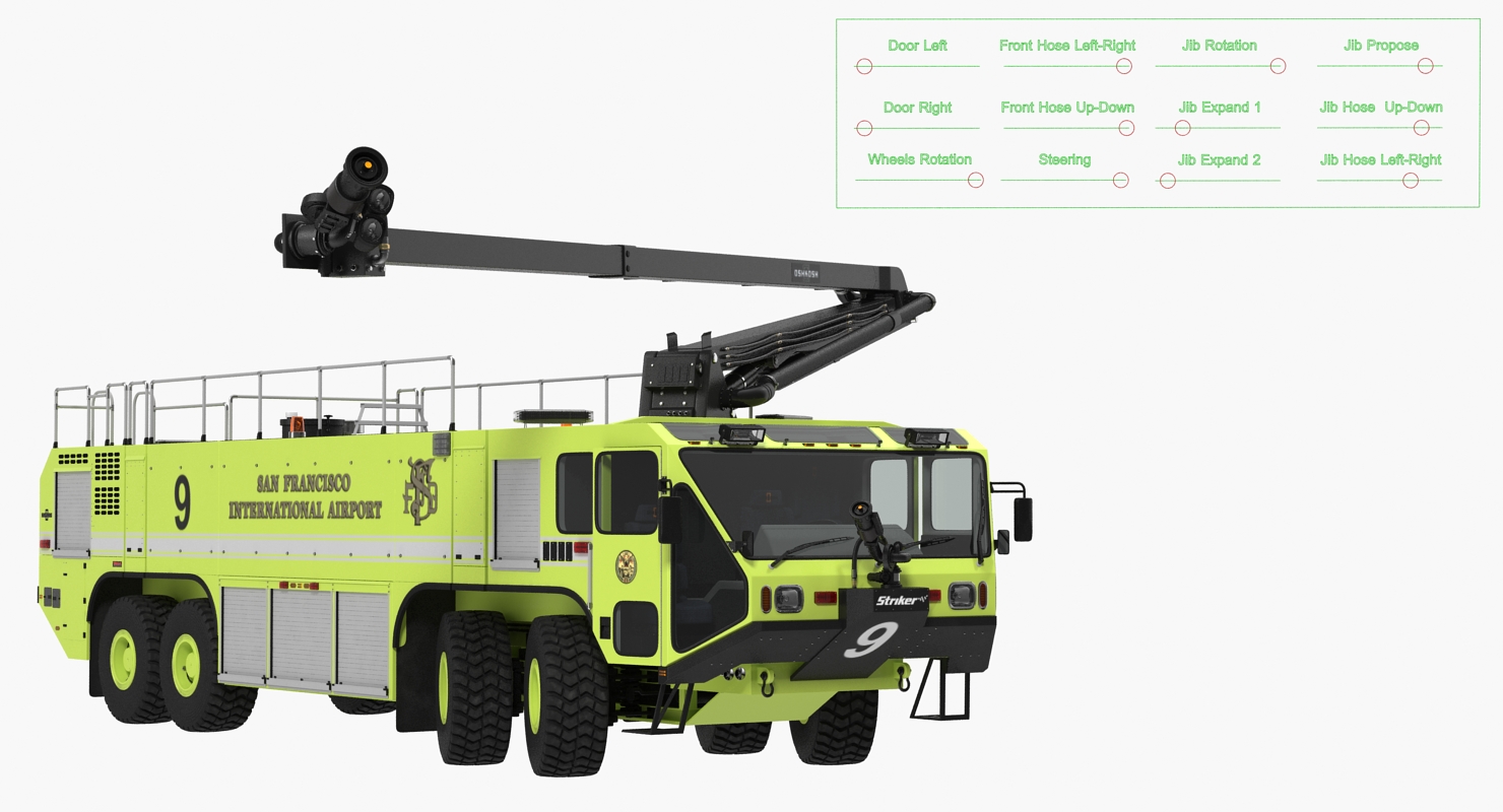 3D Anchorage Airport Engine Oshkosh 4500 San Francisco Airport Rigged