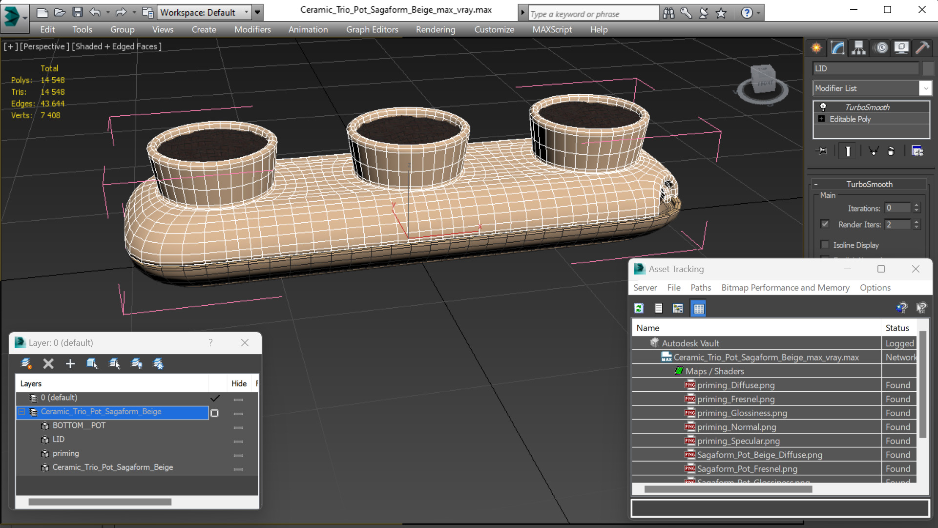 3D Ceramic Trio Pot Sagaform Beige