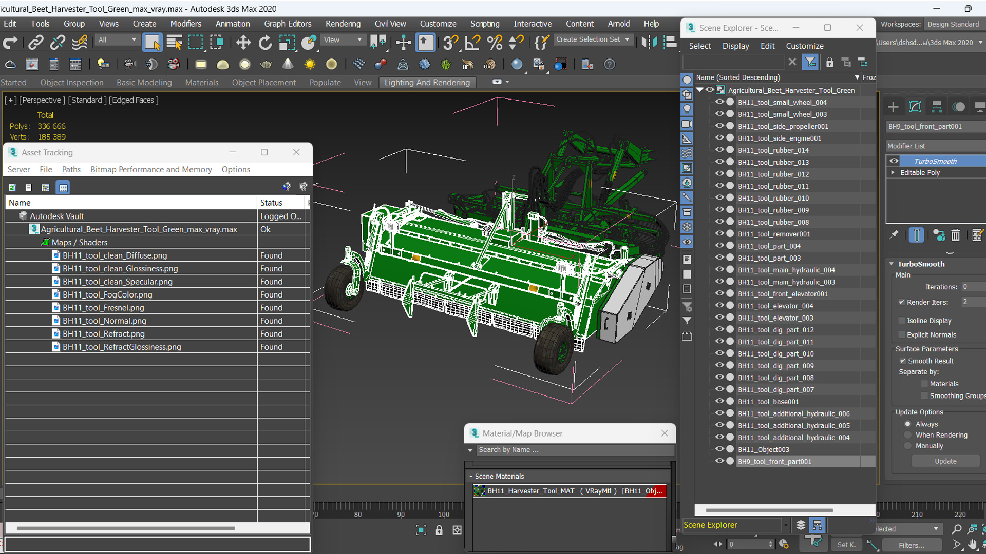 3D Agricultural Beet Harvester Tool Green model