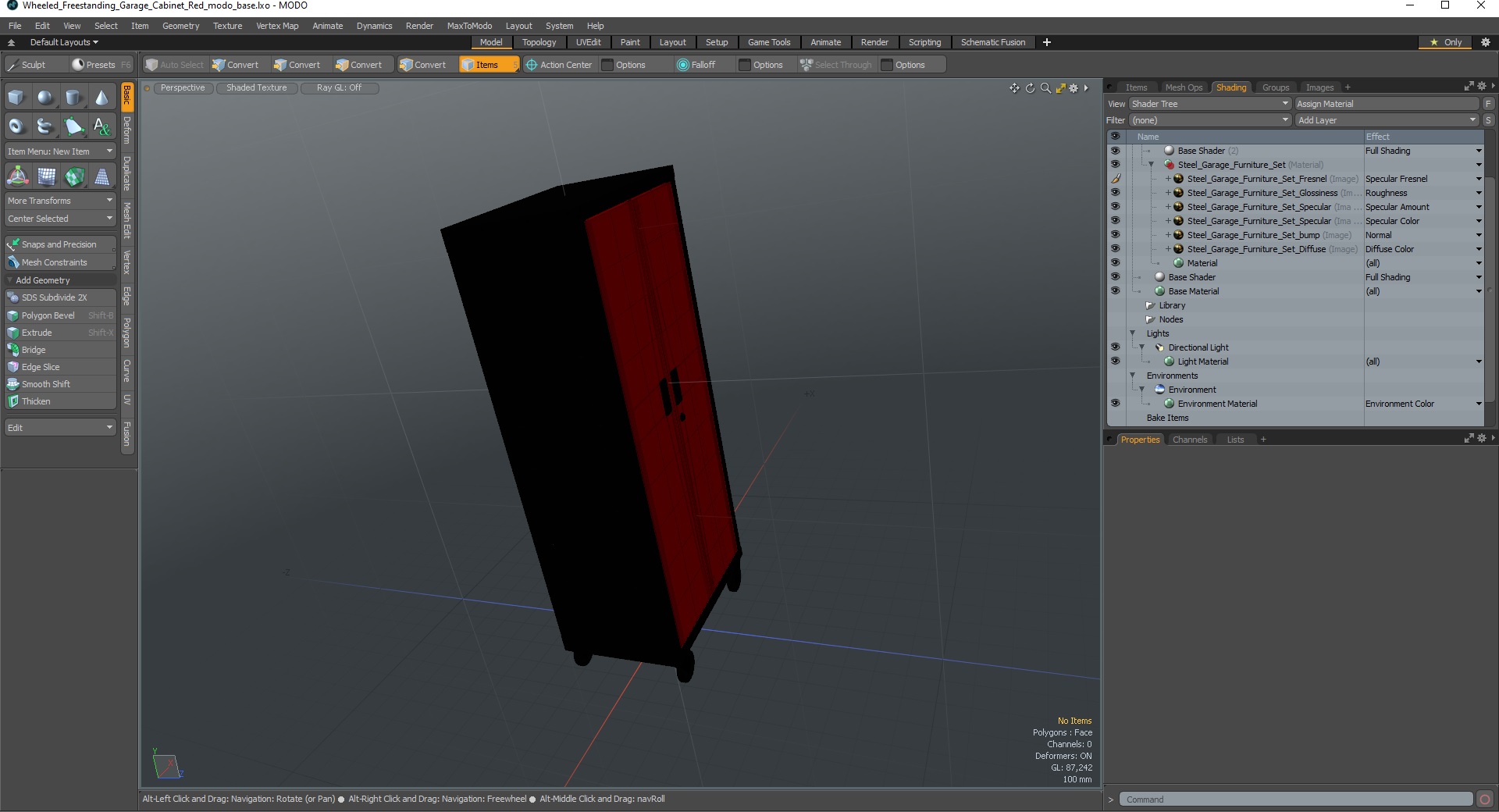 Wheeled Freestanding Garage Cabinet Red 3D model