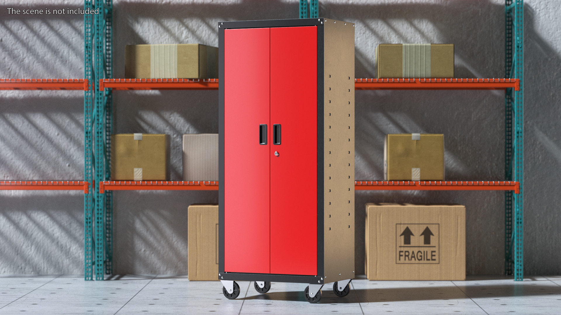 Wheeled Freestanding Garage Cabinet Red 3D model