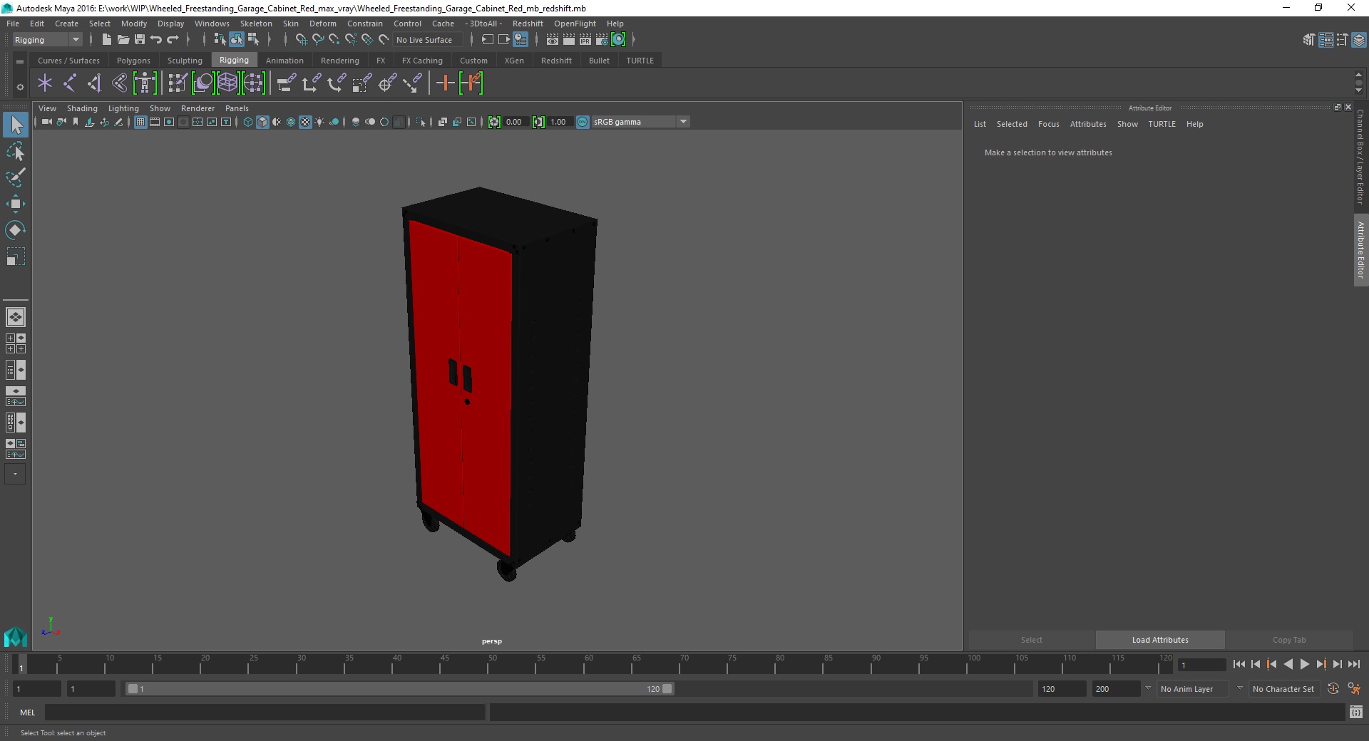 Wheeled Freestanding Garage Cabinet Red 3D model