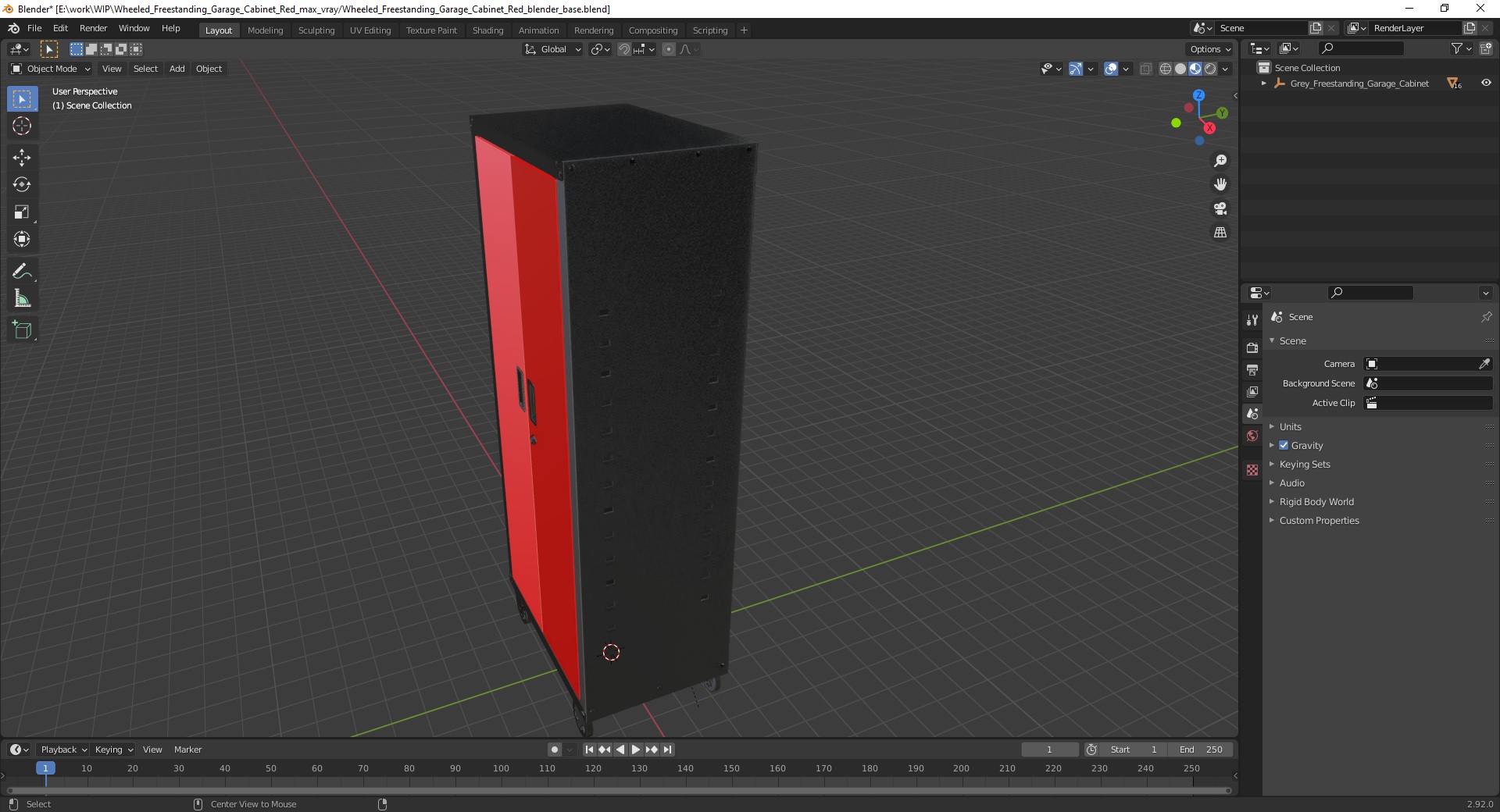 Wheeled Freestanding Garage Cabinet Red 3D model
