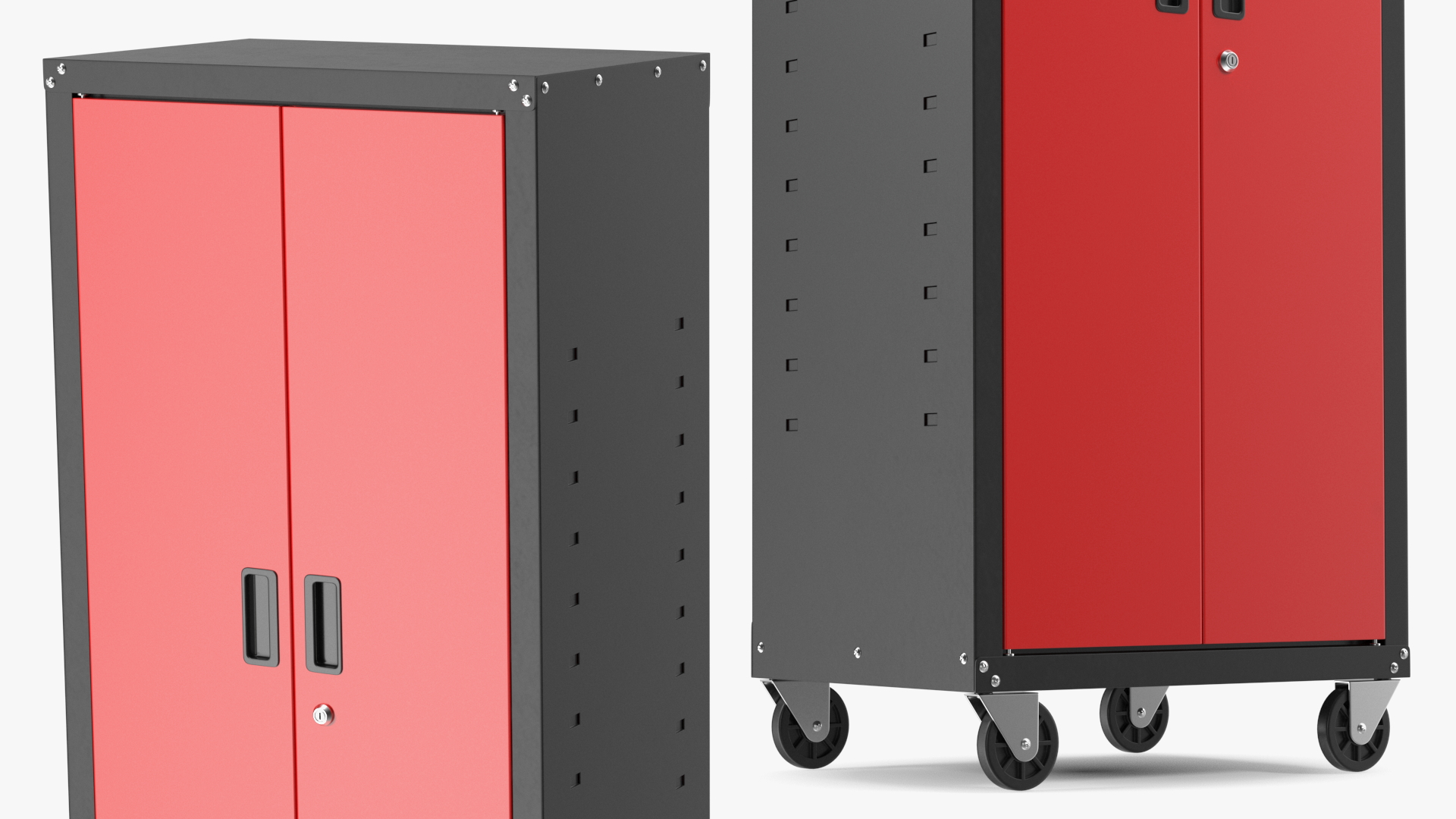 Wheeled Freestanding Garage Cabinet Red 3D model
