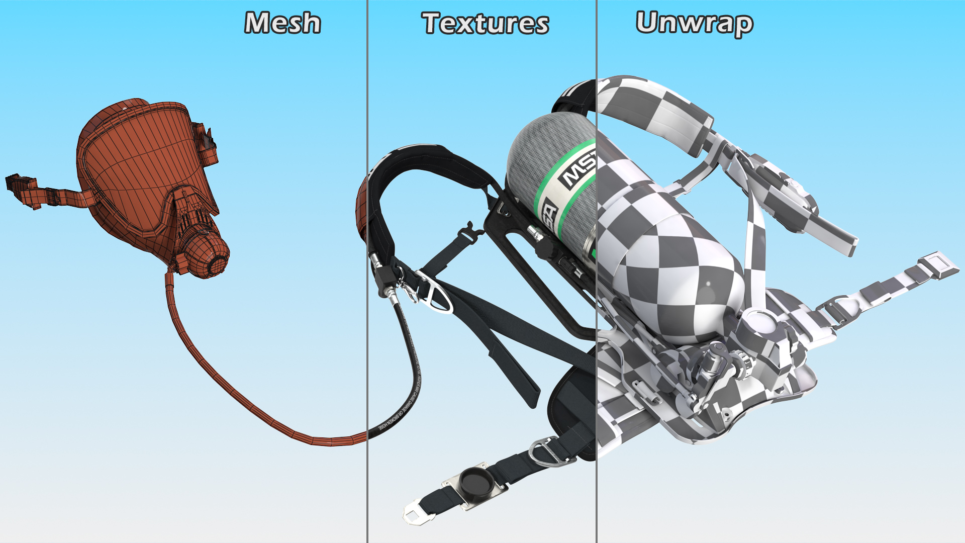 MSA G1 SCBA Respiratory Equipment Set 3D