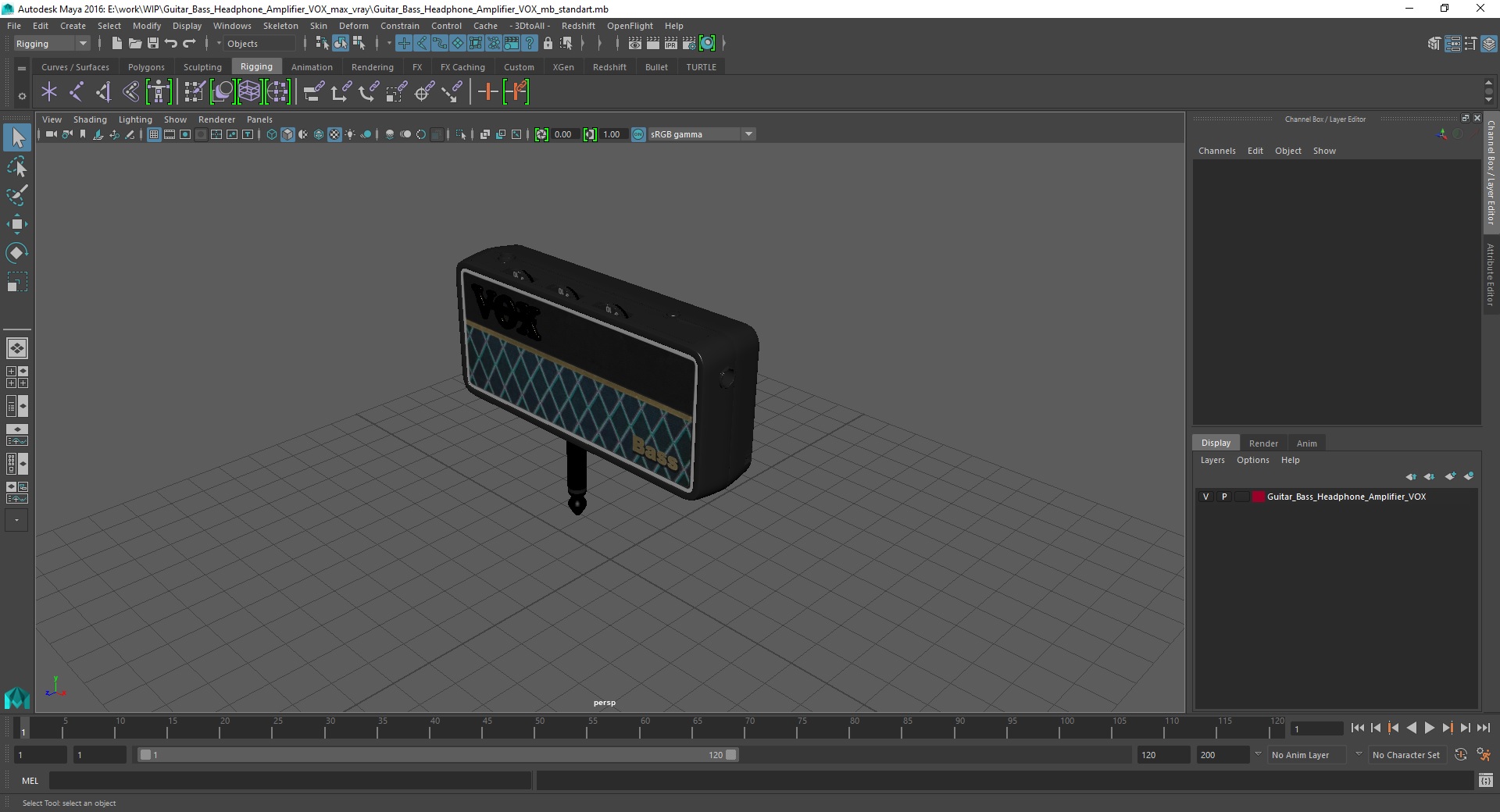 3D model Guitar Bass Headphone Amplifier VOX