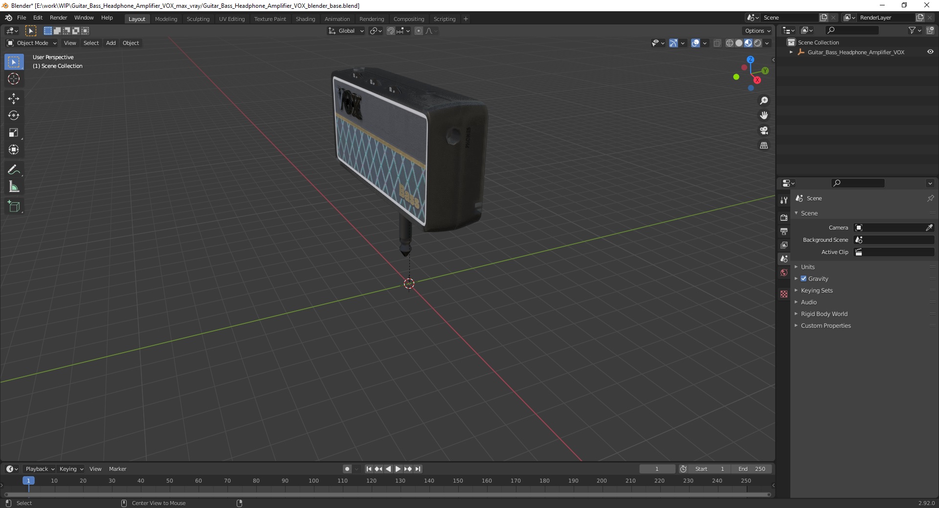 3D model Guitar Bass Headphone Amplifier VOX