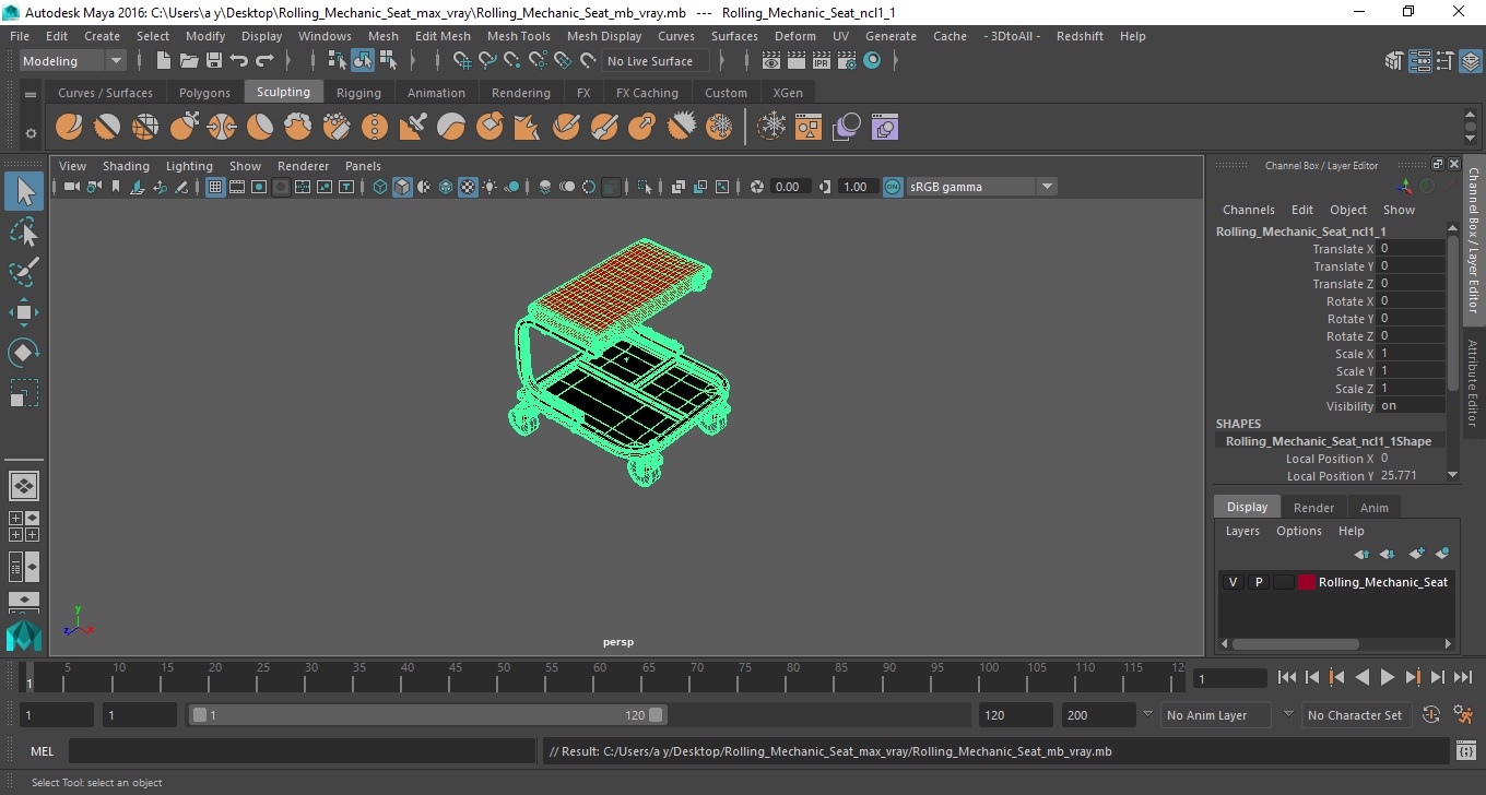 3D Rolling Mechanic Seat