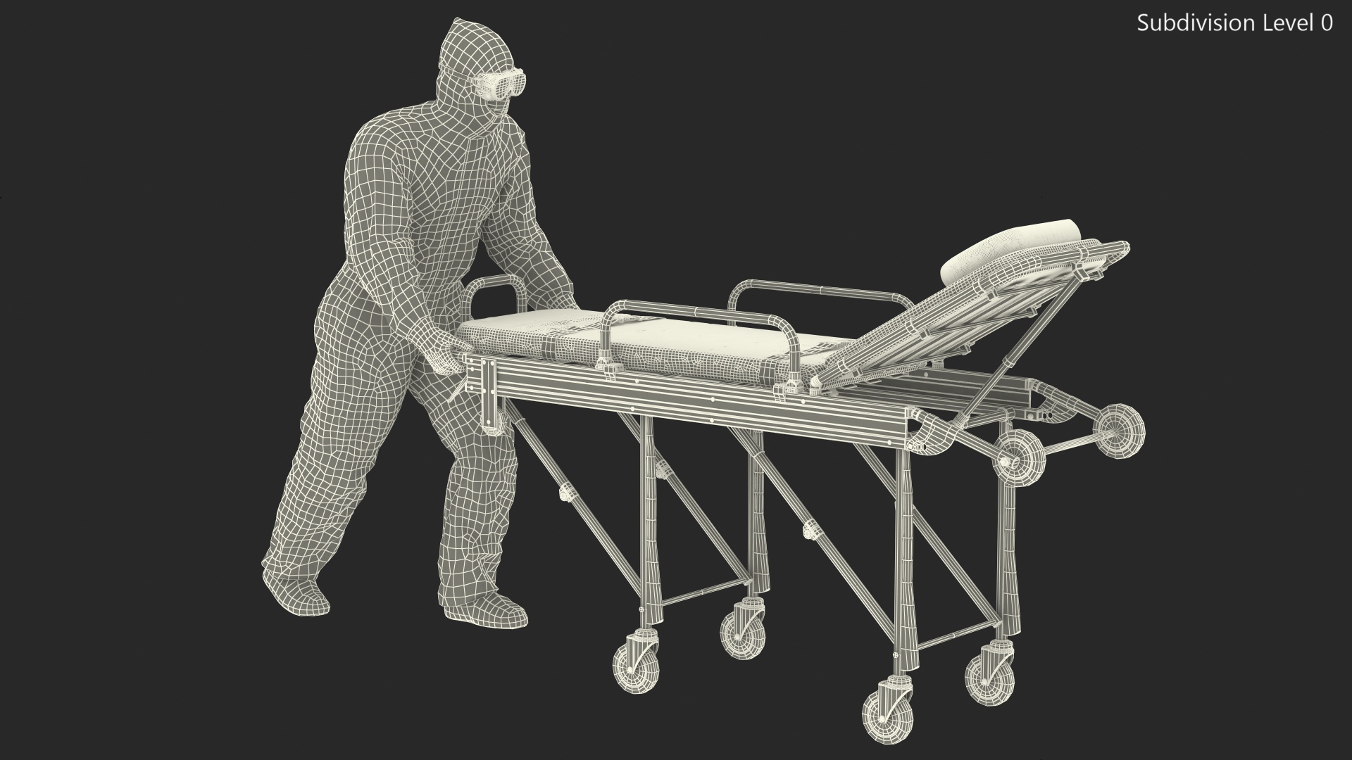 3D Protective Suit with Stainless Steel Ambulance Hospital Bed Gurney