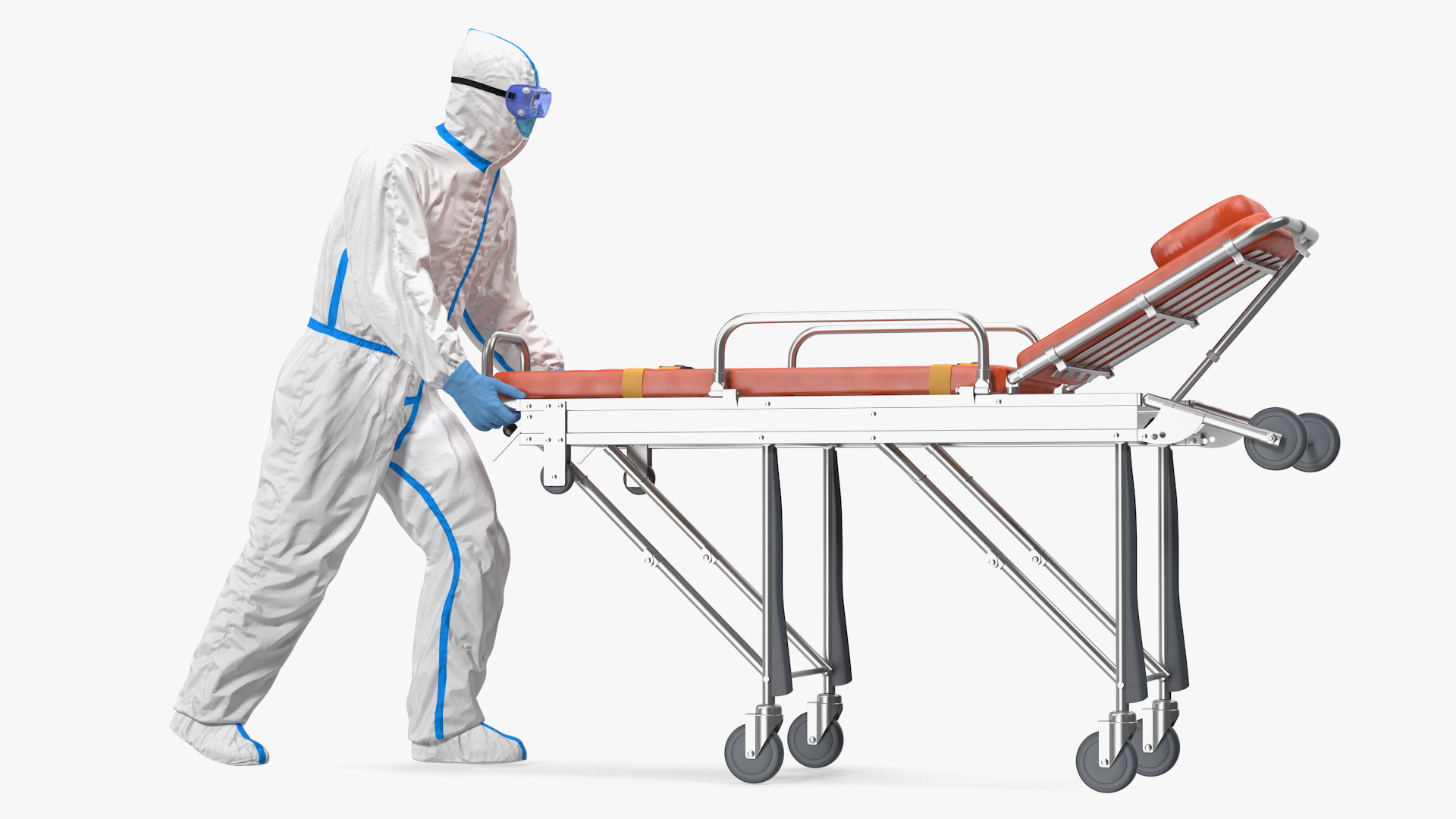 3D Protective Suit with Stainless Steel Ambulance Hospital Bed Gurney