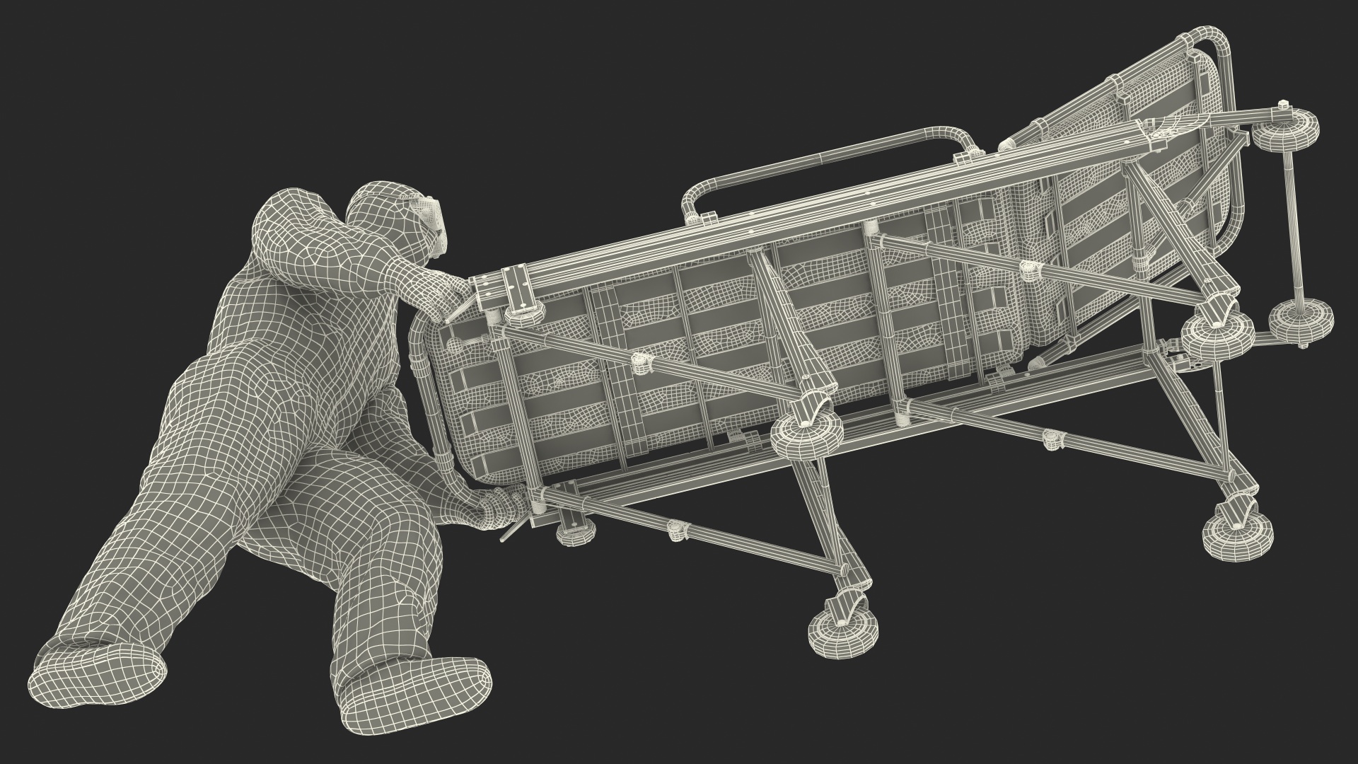 3D Protective Suit with Stainless Steel Ambulance Hospital Bed Gurney