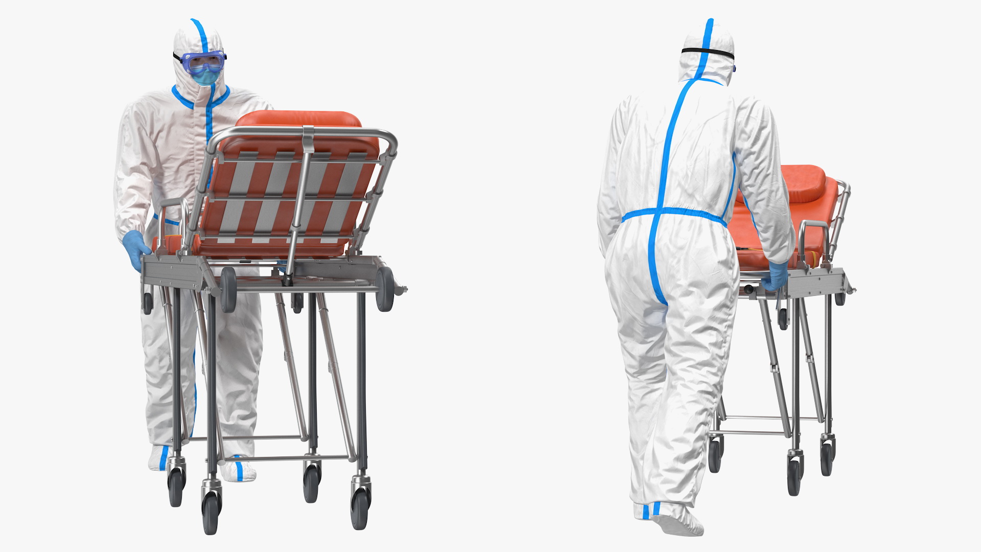 3D Protective Suit with Stainless Steel Ambulance Hospital Bed Gurney