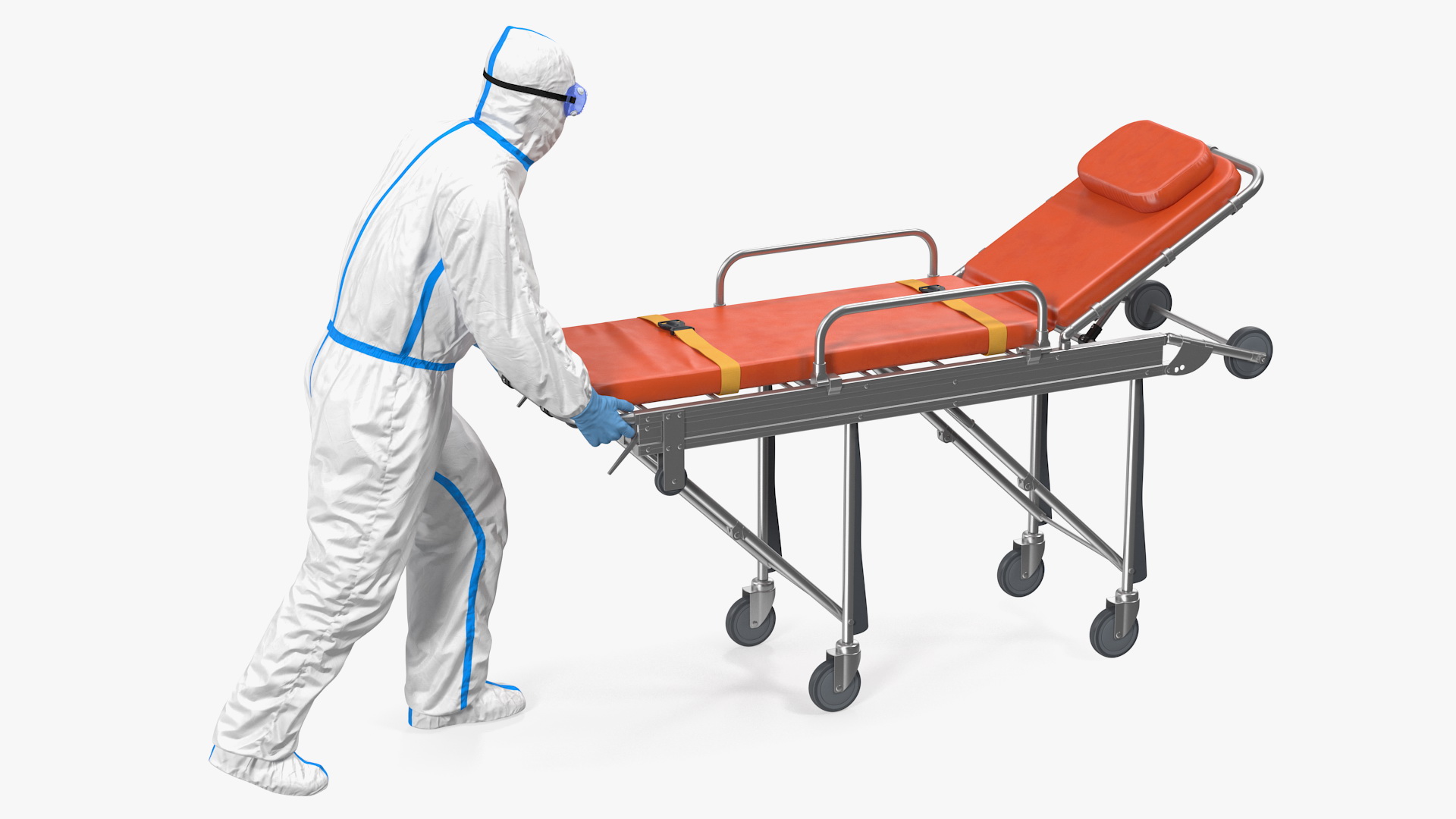 3D Protective Suit with Stainless Steel Ambulance Hospital Bed Gurney