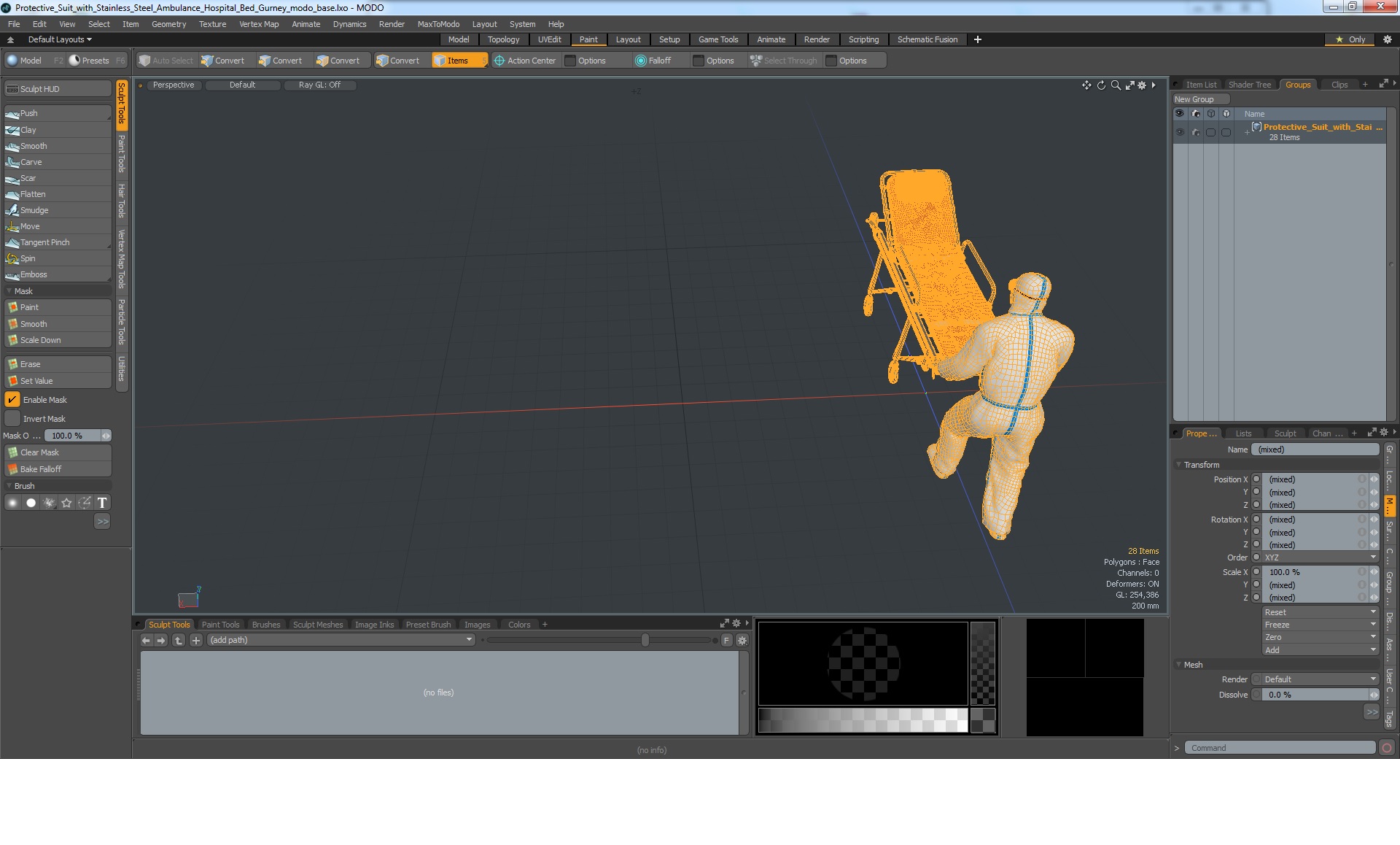 3D Protective Suit with Stainless Steel Ambulance Hospital Bed Gurney