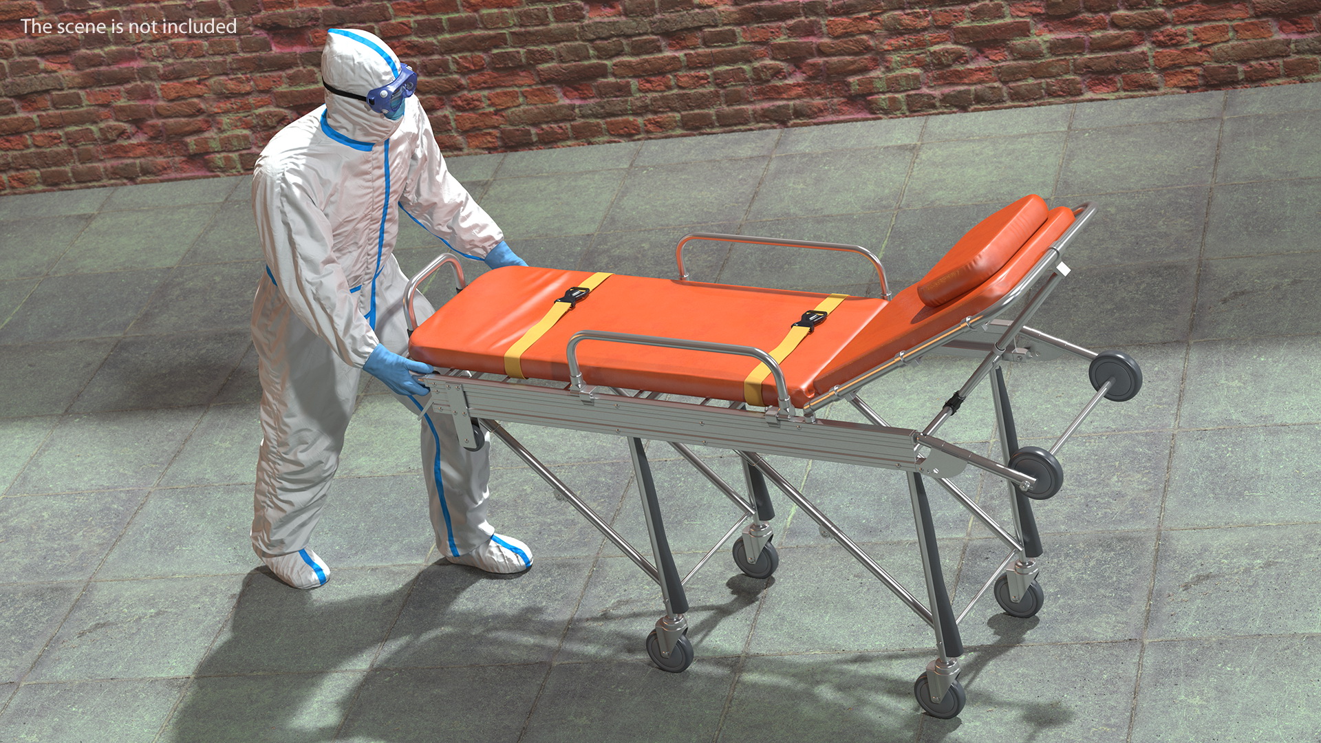 3D Protective Suit with Stainless Steel Ambulance Hospital Bed Gurney